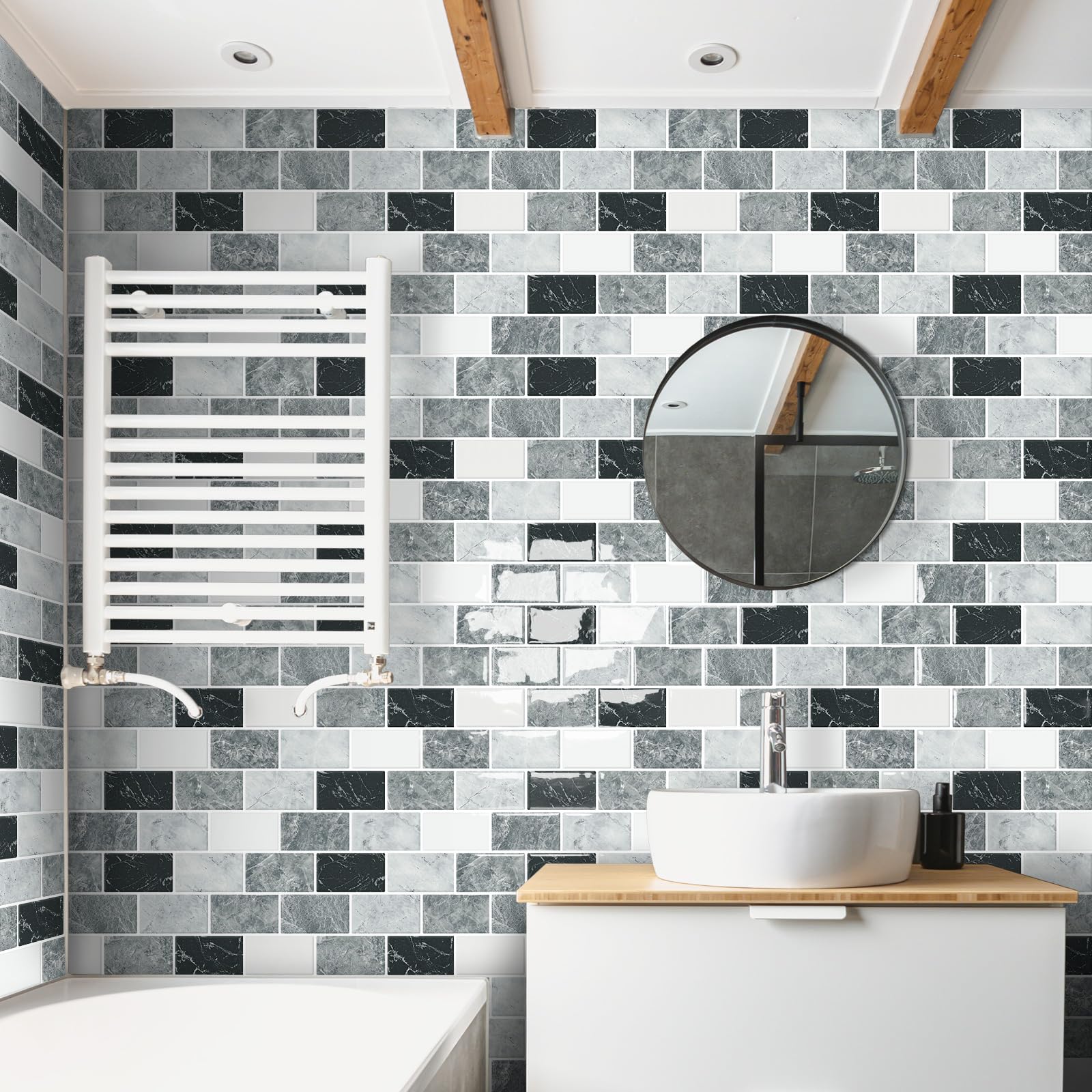 Dewoo 10-Sheet Stick On Backsplash Tiles For Kitchen,12''X12'' Peel And Stick Backsplash Self Adhesive Wall Tile Marble Look