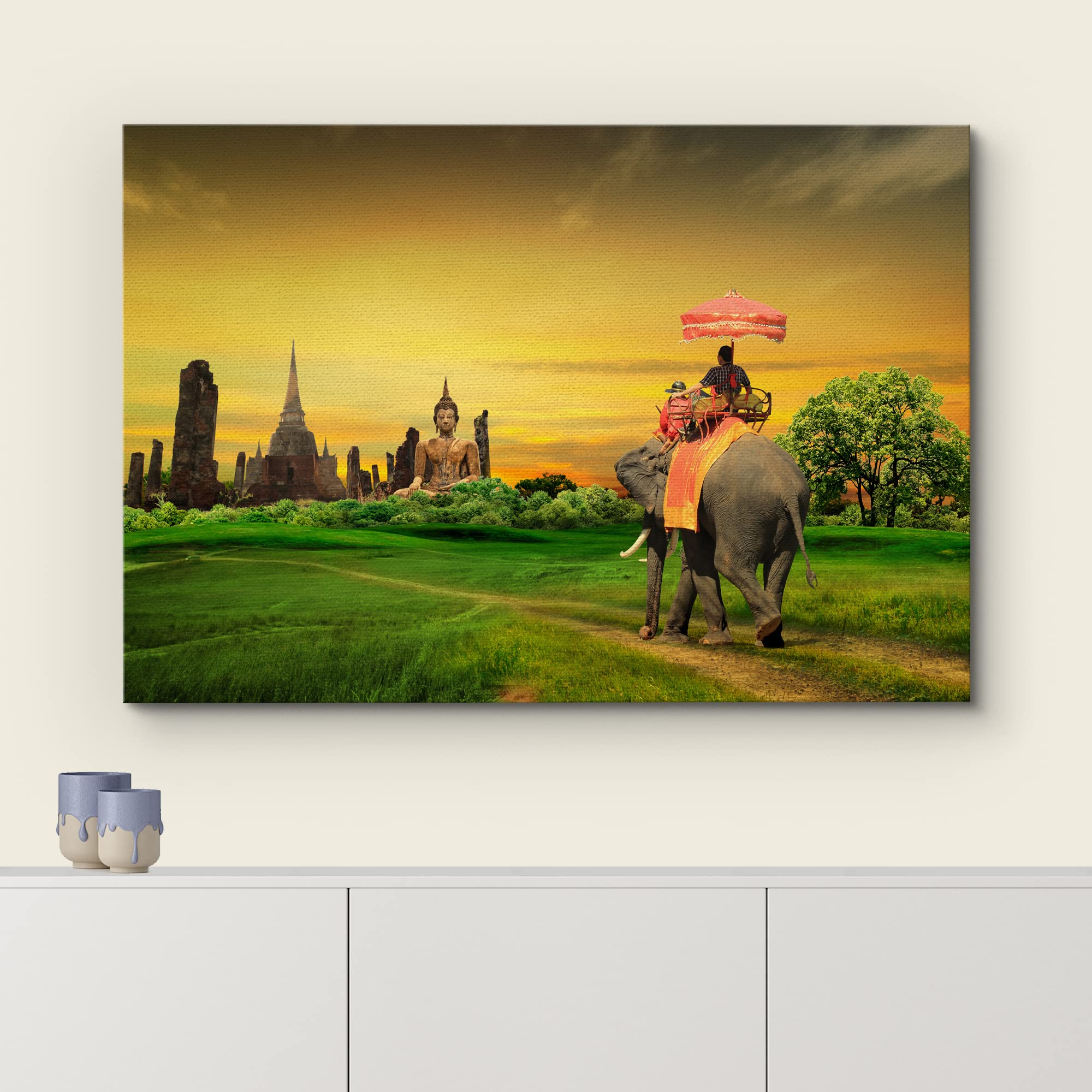 Wall26 - Canvas Prints Wall Art - Sunset Thai Countryside Thailand | Modern Wall Decor/Home Decoration Stretched Gallery Canvas