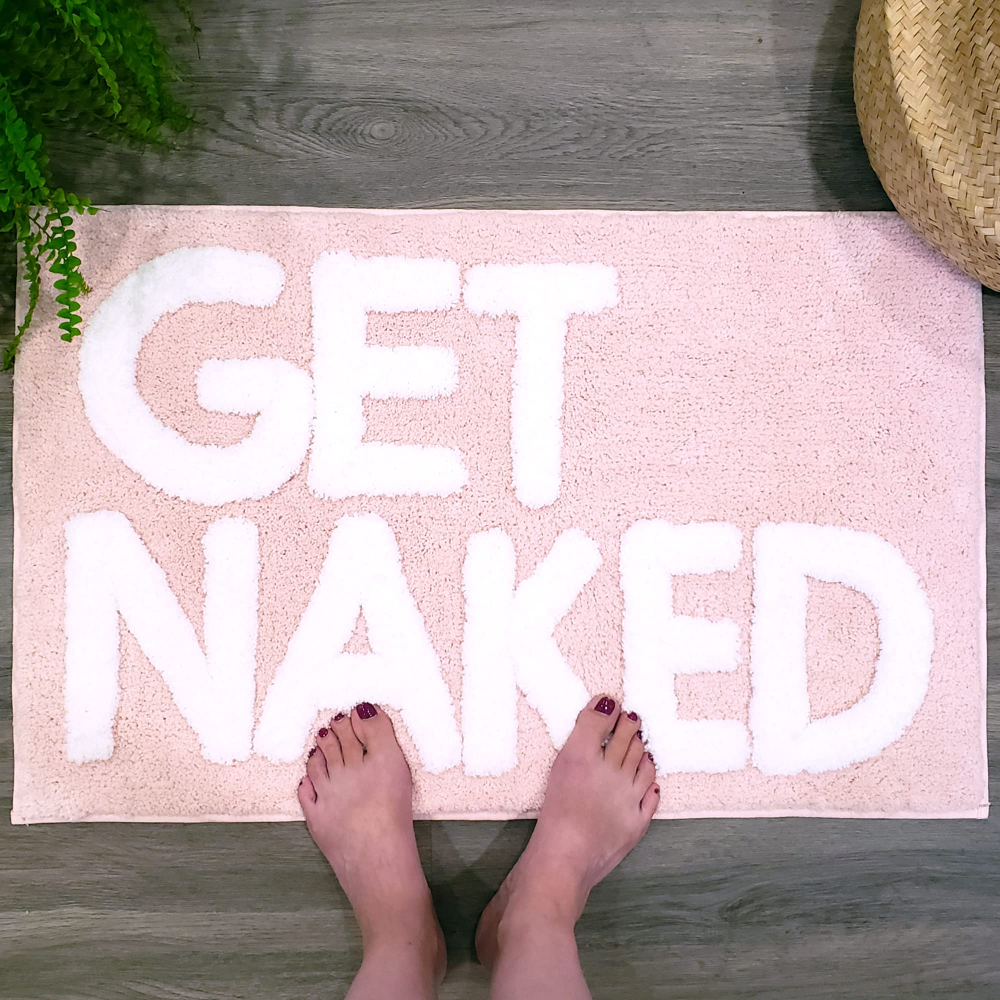 New Mungo Get Naked Bath Mat Pink - Blush Pink Bathroom Rugs  Apartment Decor  Pink Bathroom Accessories  Pink Bathroom Decor  Pink Home Decor  Cute Bath Mats  White & Pink Bath Mat - 31'' x 20''