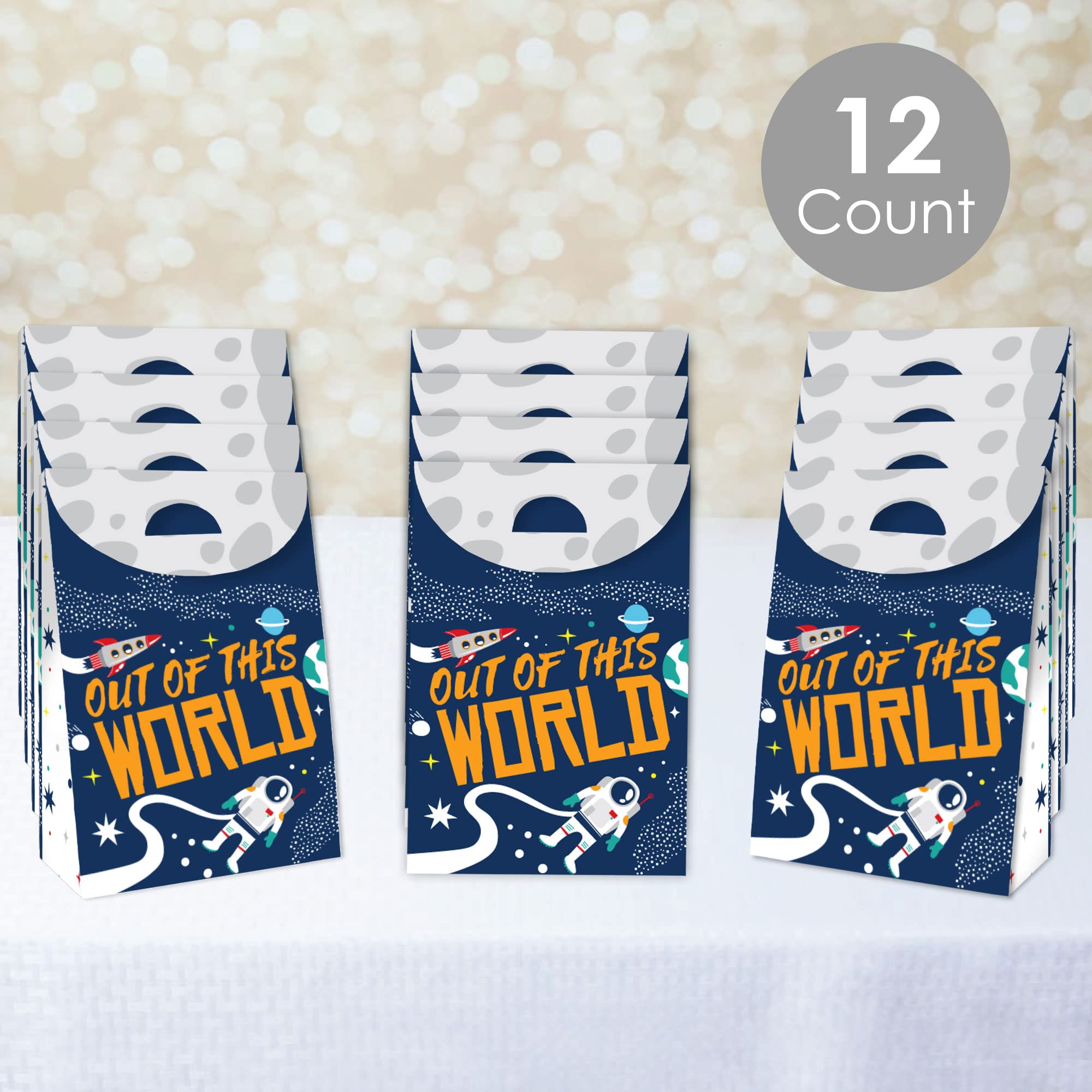 Big Dot Of Happiness Blast Off To Outer Space - Rocket Ship Baby Shower Or Birthday Gift Favor Bag - Party Goodie Boxes - Set Of