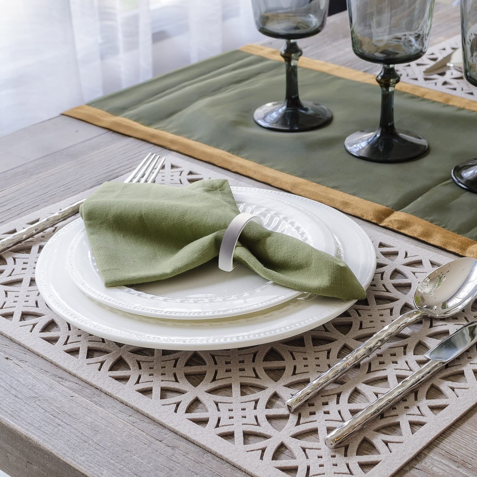 Stainless Steel Napkin Rings Metal Napkin Ring Holders Modern Serviette Buckles Metallic Adornment For Table Settings Kitchen Di