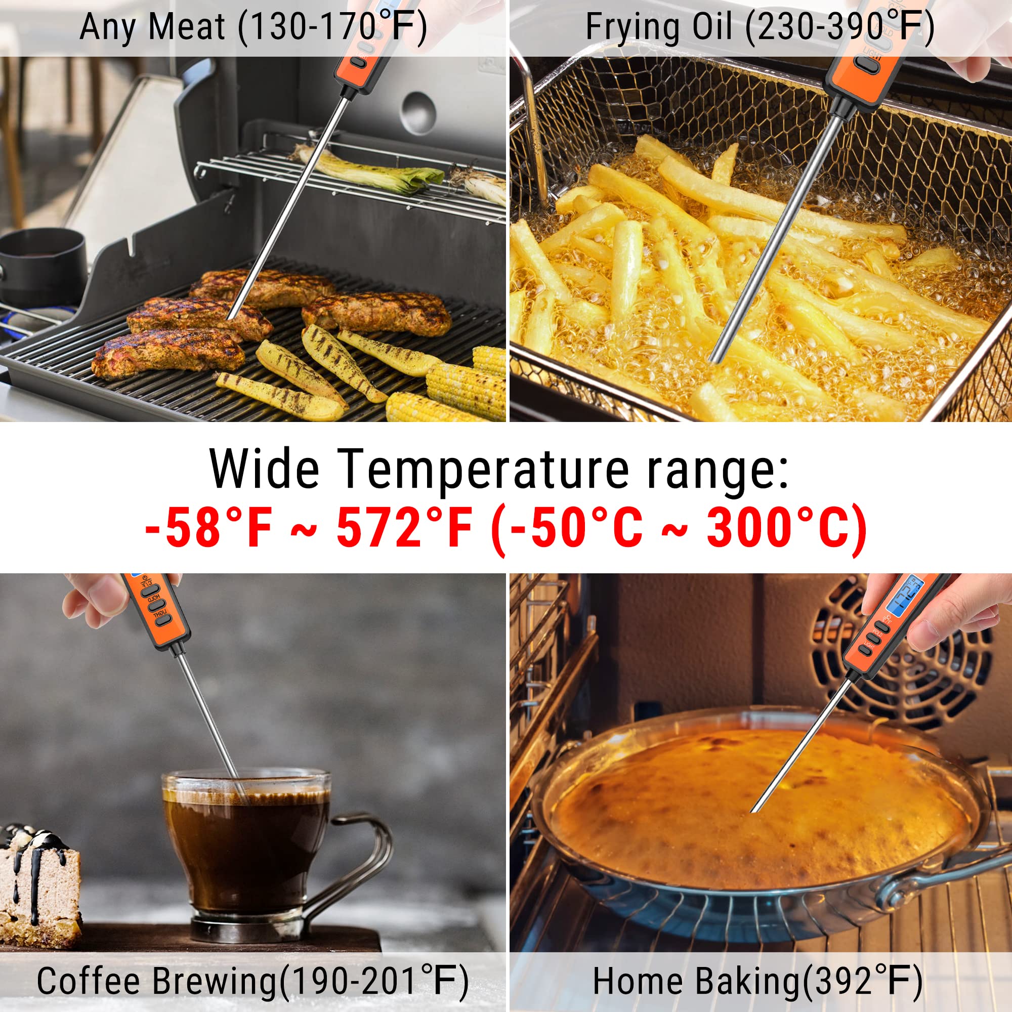 Thermopro Tp01A Instant Read Meat Thermometer With Long Probe Digital Food Cooking Thermometer For Grilling Bbq Smoker Grill Kit