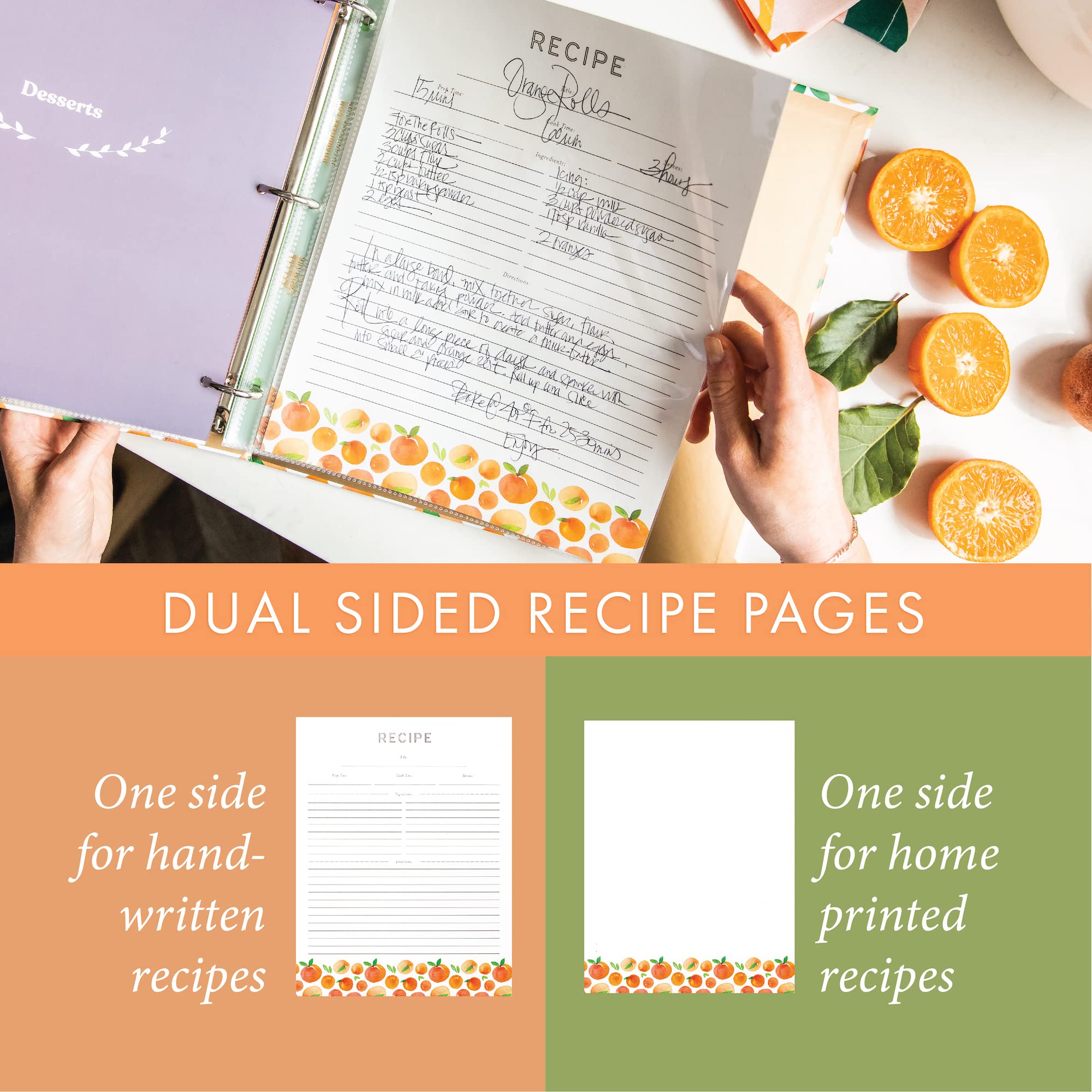 Jot & Mark 3 Ring Recipe Binder (Peach Dream, 8.5'' X 11'' Recipe Binder)