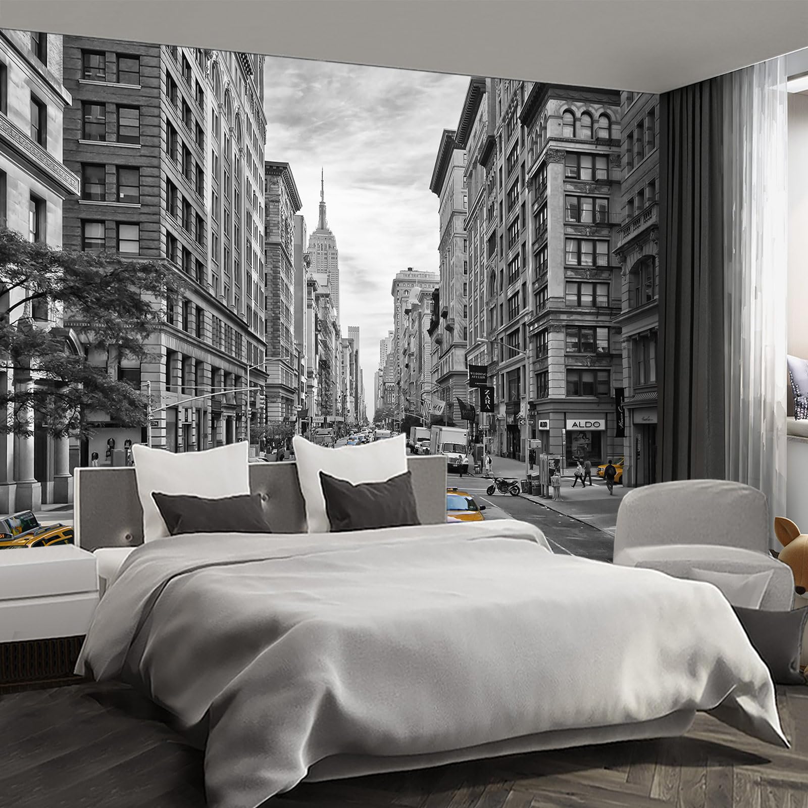 Fightal - Gray City wall murals Peel and Stick Wallpaper for Bedroom Living Room - 85x118