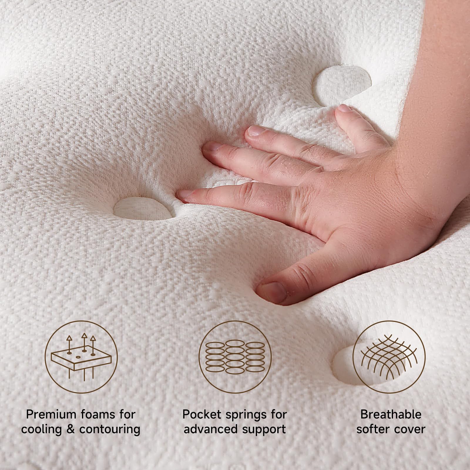 HIRELIX 10 Inch Twin Hybrid Mattress, Firm with Memory Foam and Individually Wrapped Pocket Coils, Fiberglass-Free, CertiPUR-US