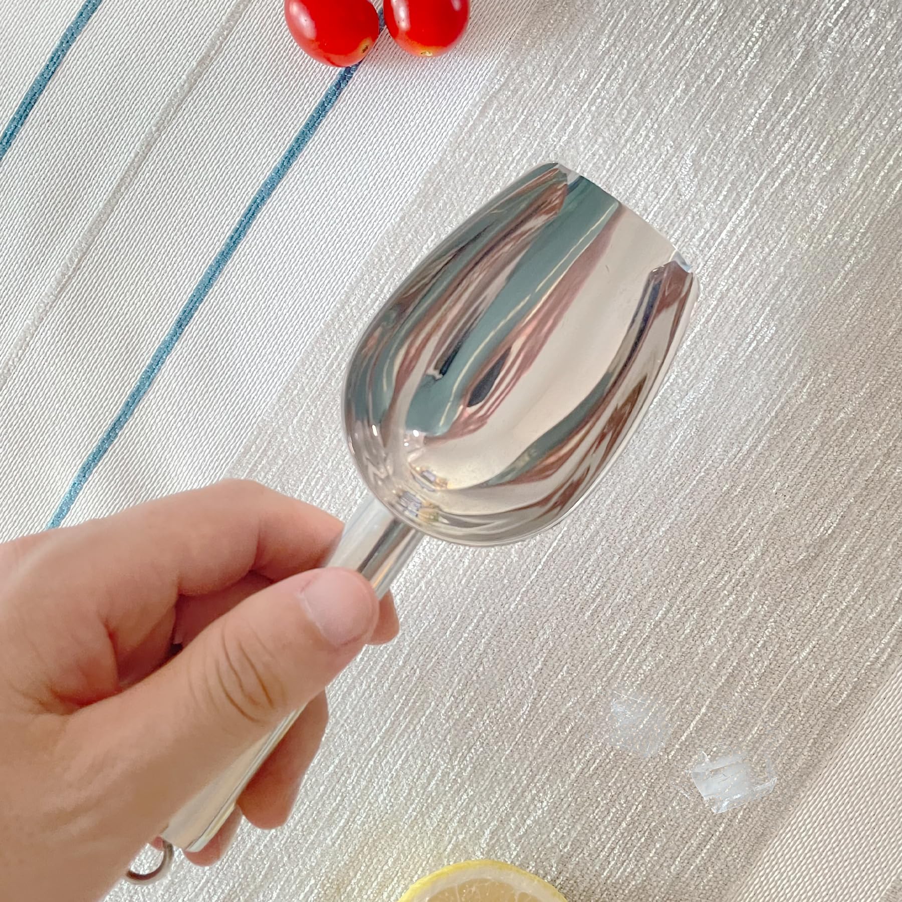 Metal Ice Scoop 3 Oz, Small Stainless Steel Ice Scooper For Ice Maker Ice Bucket Kitchen Freezer Bar Party Wedding, Multipurpose