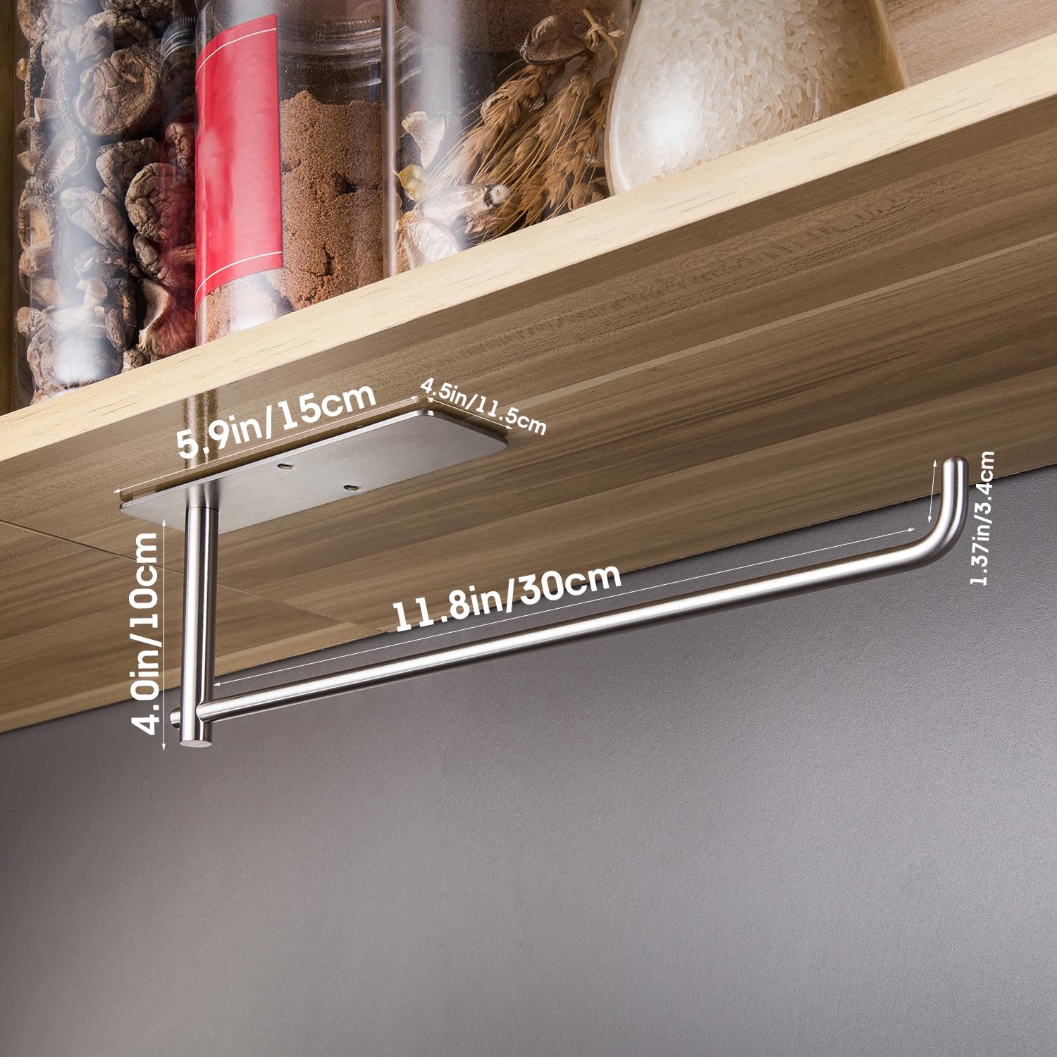Suntech Paper Towel Holder Under Cabinet - Self Adhesive Towel Paper Holder Stick On Wall For Kitchen, Bathroom Paper Towel Hold