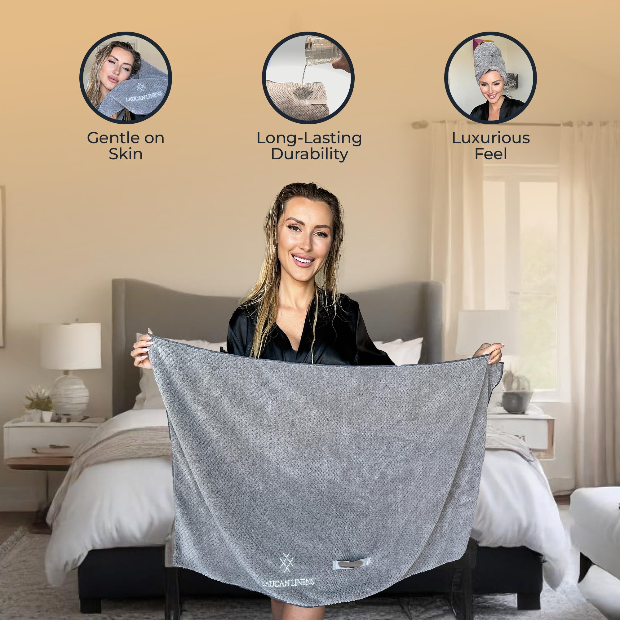 LAUCAN LINENS Extra Large Hair Towel Wrap for Women Microfiber Hair Towel Hair Towel Hair Styling Tools Towel Hair Accessories f