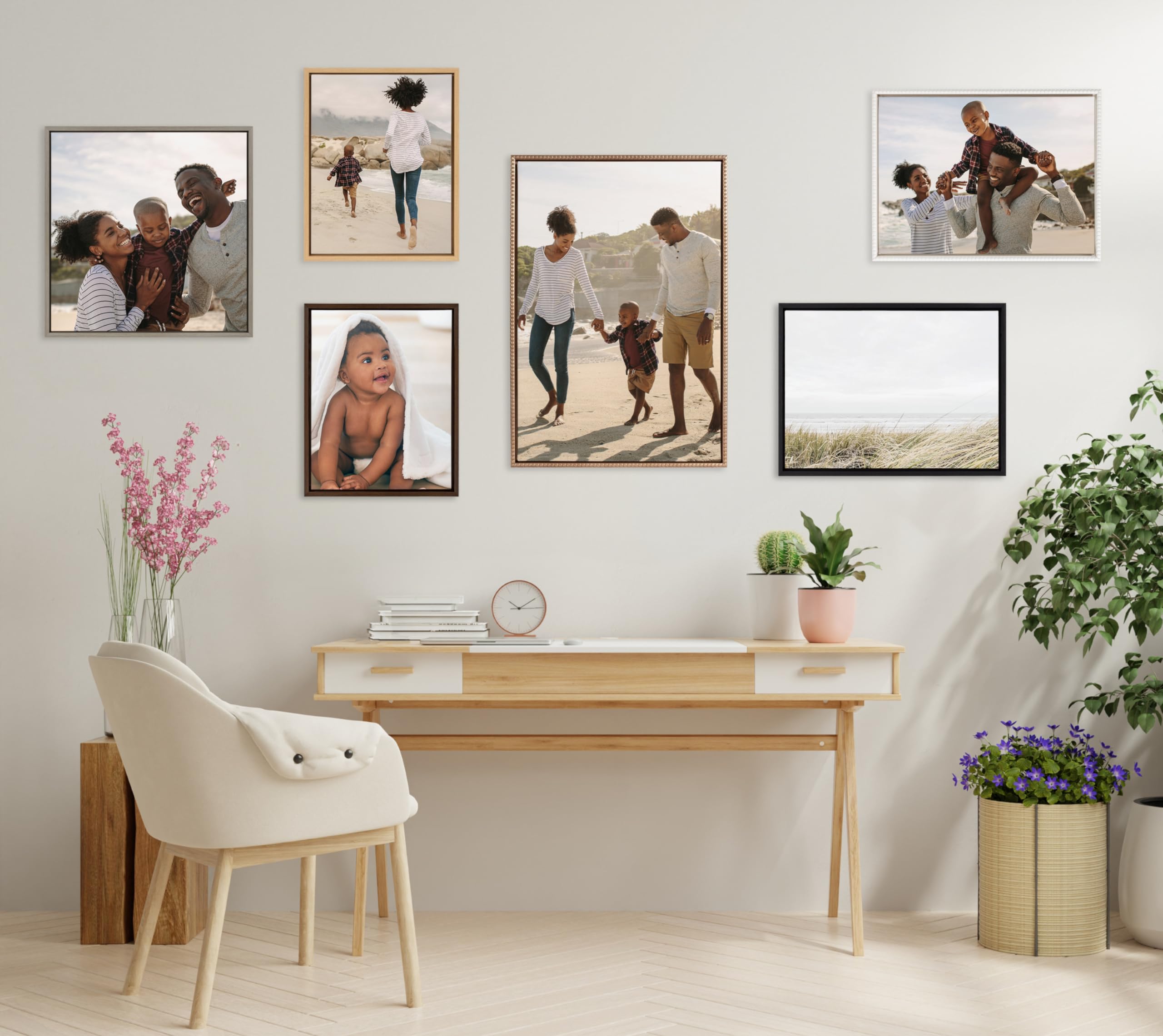 Kate And Laurel Sylvie Square Custom Printed Framed Canvas Wall Art, 30X30 Gray, Personal Canvas Print With Your Photos For Bedr