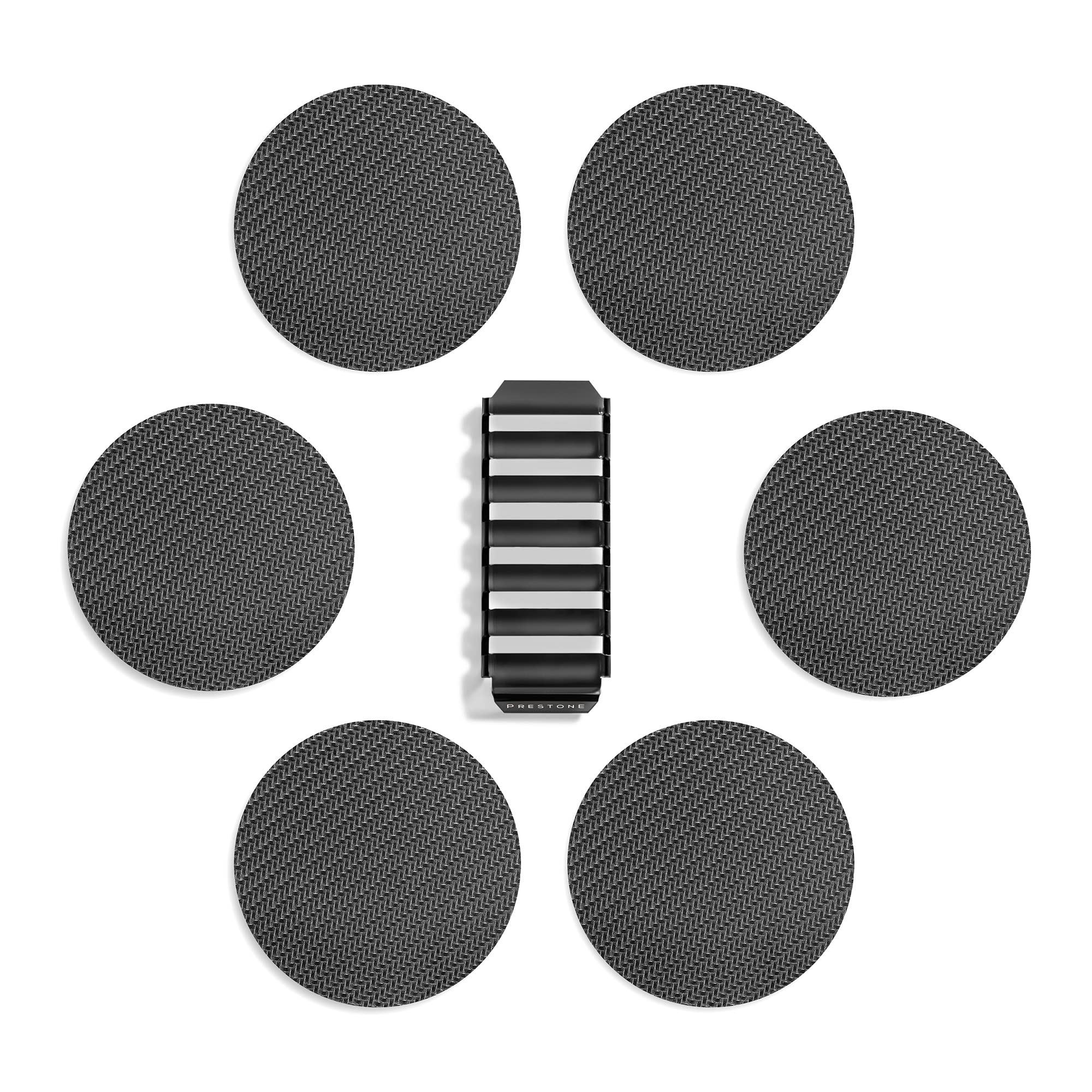 Modern Coasters For Drinks With Holder | 6 Premium Carbon Coasters In Classy Geometric Design | Protect Furniture | Unique Gift
