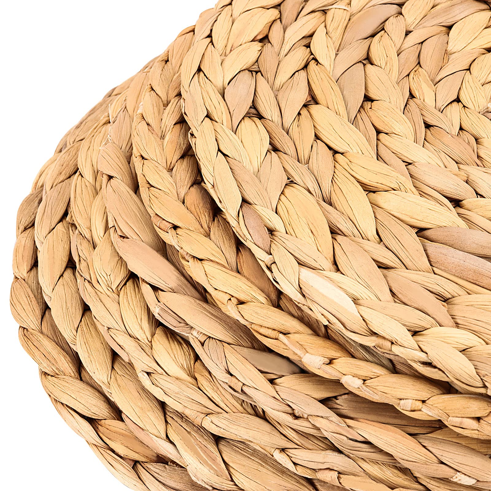 Japchet Round Woven Placemats Set Of 8,12 Inch Water Hyacinth Braided Placemats, Round Placemats Woven Heat-Resistant Rattan Pla