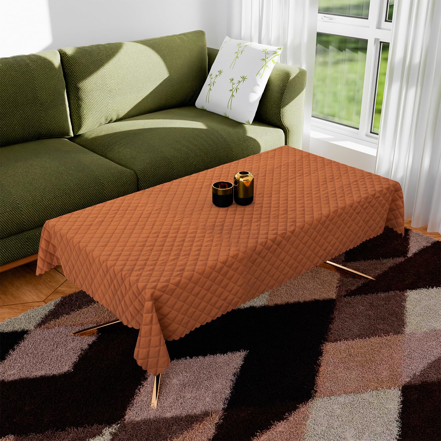 Kuber Industries Center Table Cover | Velvet Table Cover | Quilted Center Table Cover | Reusable Cloth Cover for Table Top | Tab
