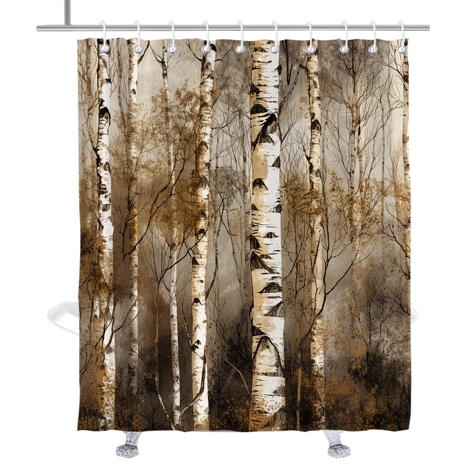 Theblackspot Birch Tree Shower Curtain Sets Rustic Bath Curtains Bathroom Decor Sets Grommet With Hooks 60W X 72H Inches