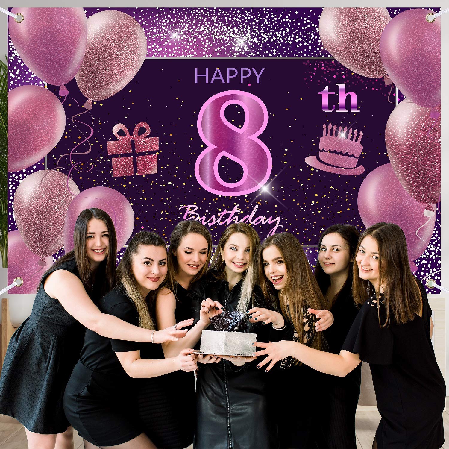 8Th Birthday Decorations For Girls Imisi Happy Birthday Banner Pink Decorations For A Party Birthday Backdrop For Women