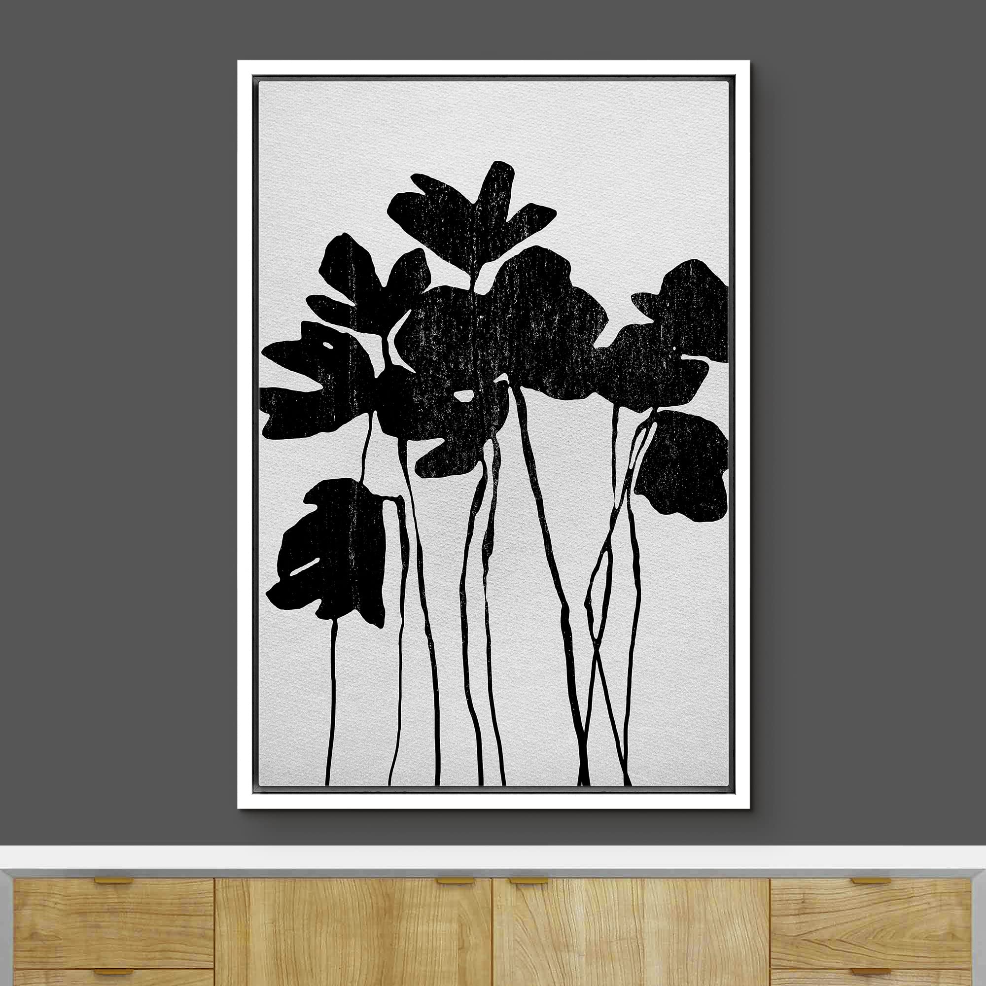 Ashbrook Framed Canvas Print Wall Art Black Poppy Silhouette Display Floral Botanical Photography Modern Rustic Scenic Relax/Cal