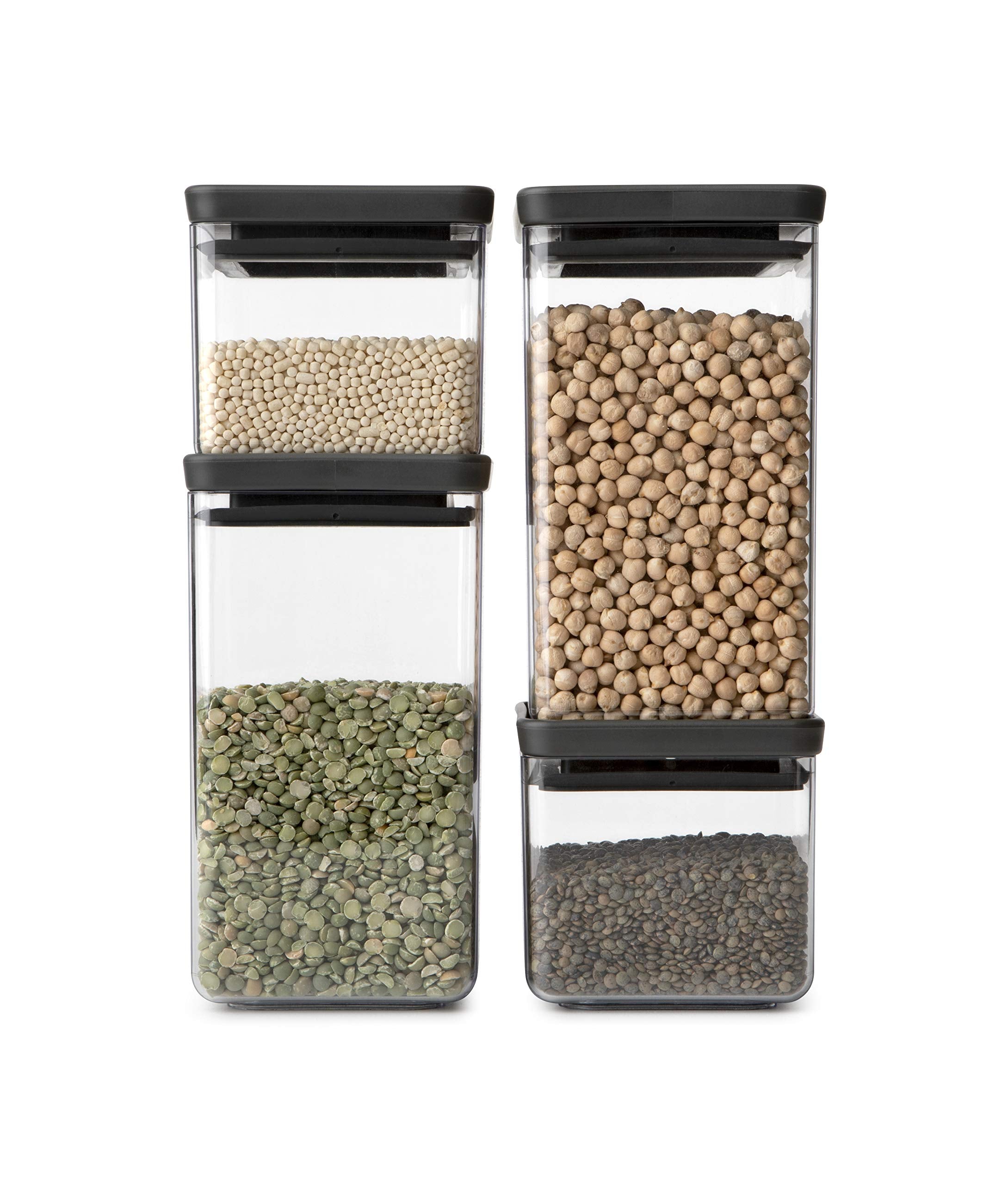 Brabantia Square Canister  Set of 4  Tasty+ - Dark Grey