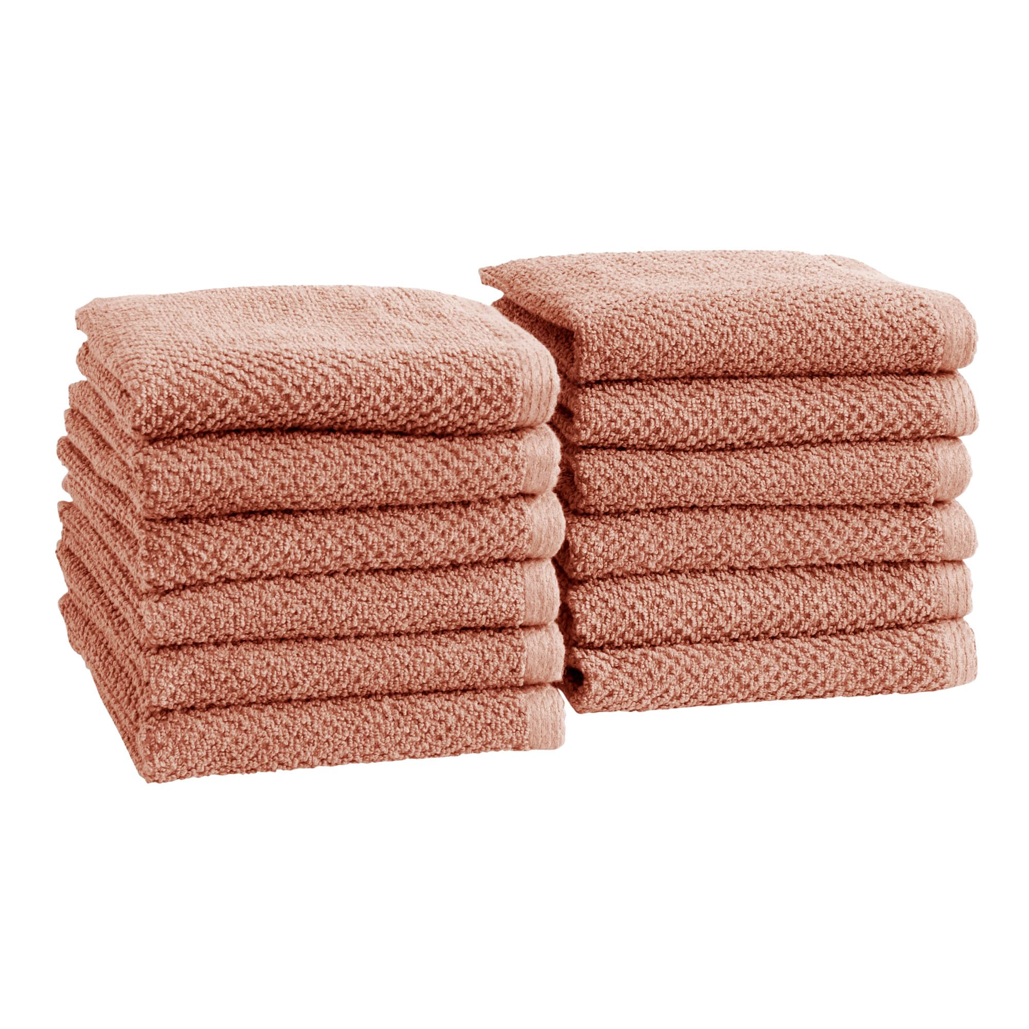 Great Bay Home Pink Washcloth- 100% Cotton 12-Pack 13X13 Wash Cloth - Absorbent, Quick-Drying, Durable Face Towels For Bathroom