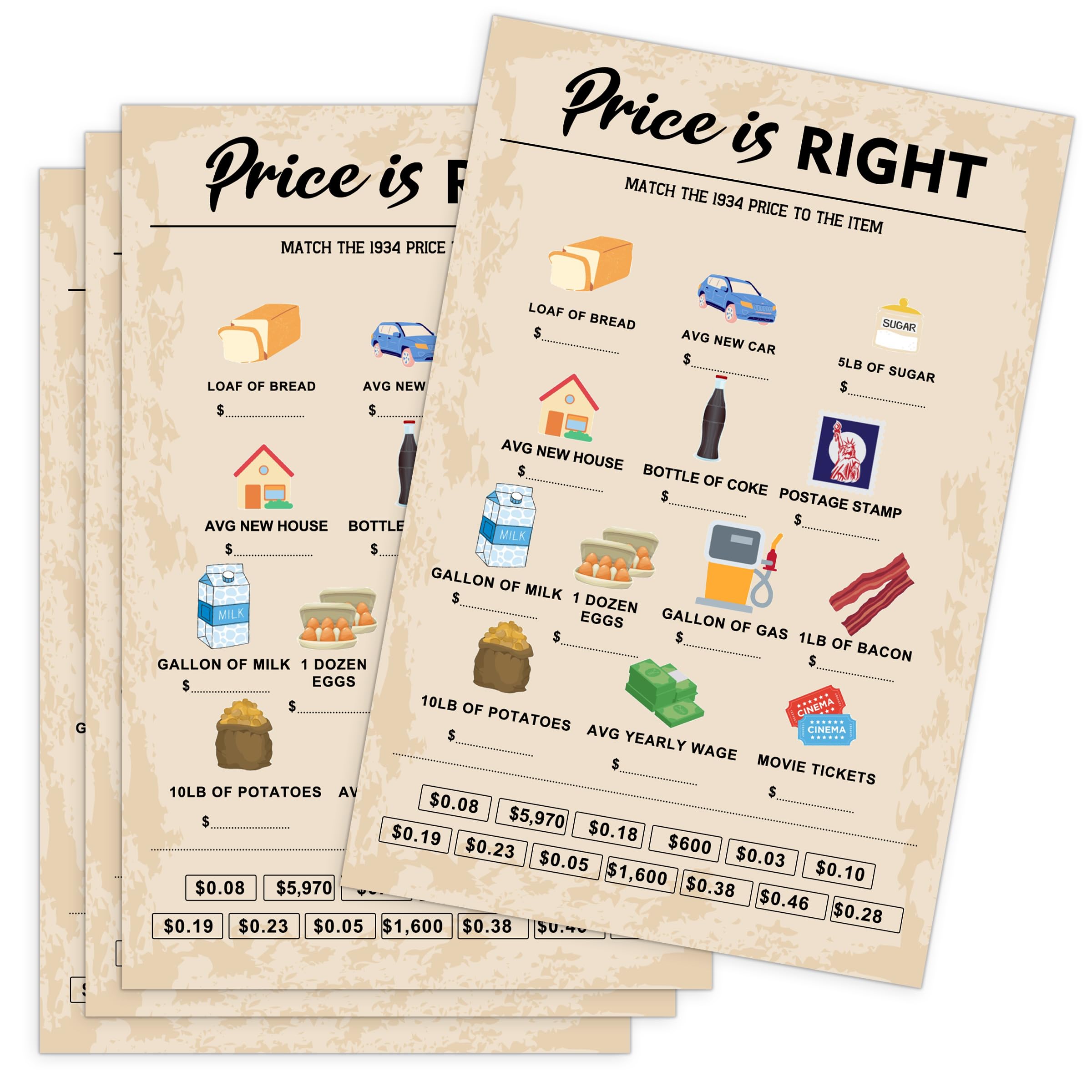 Qupt 90Th Birthday Party Games, Price Is Right Games, Birthday Party Supplies For Adults, Fun 1934S Party Game,Pack Of 30 Cards