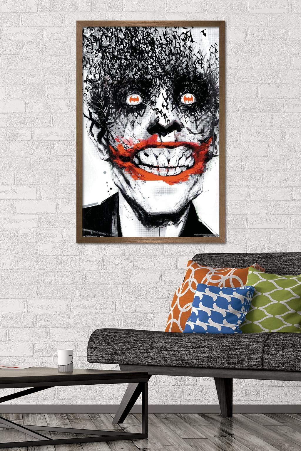 Trends International Dc Comics - The Joker - Bats Wall Poster, 22.375'' X 34'', Bronze Framed Version