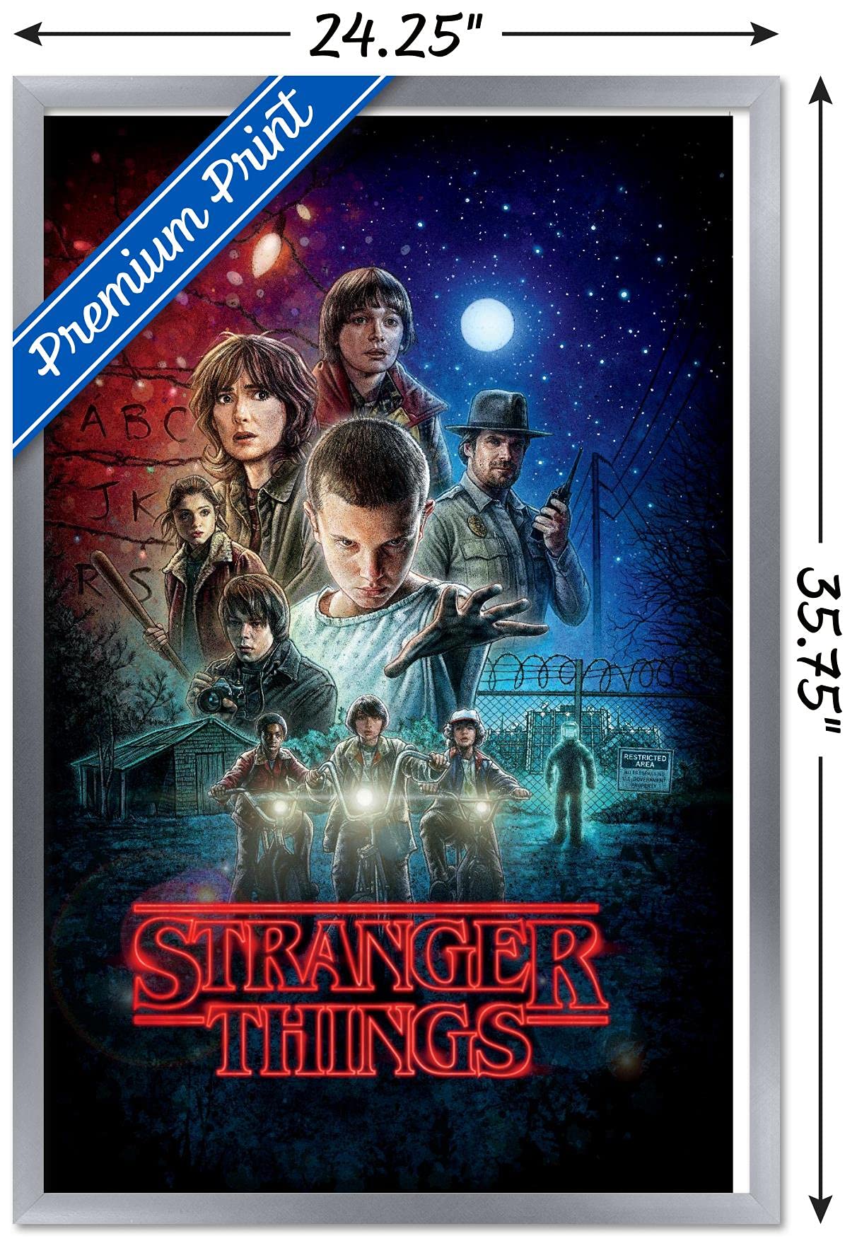 Trends International Netflix Stranger Things - One Sheet Wall Poster, 22.375'' X 34'', Silver Framed Version