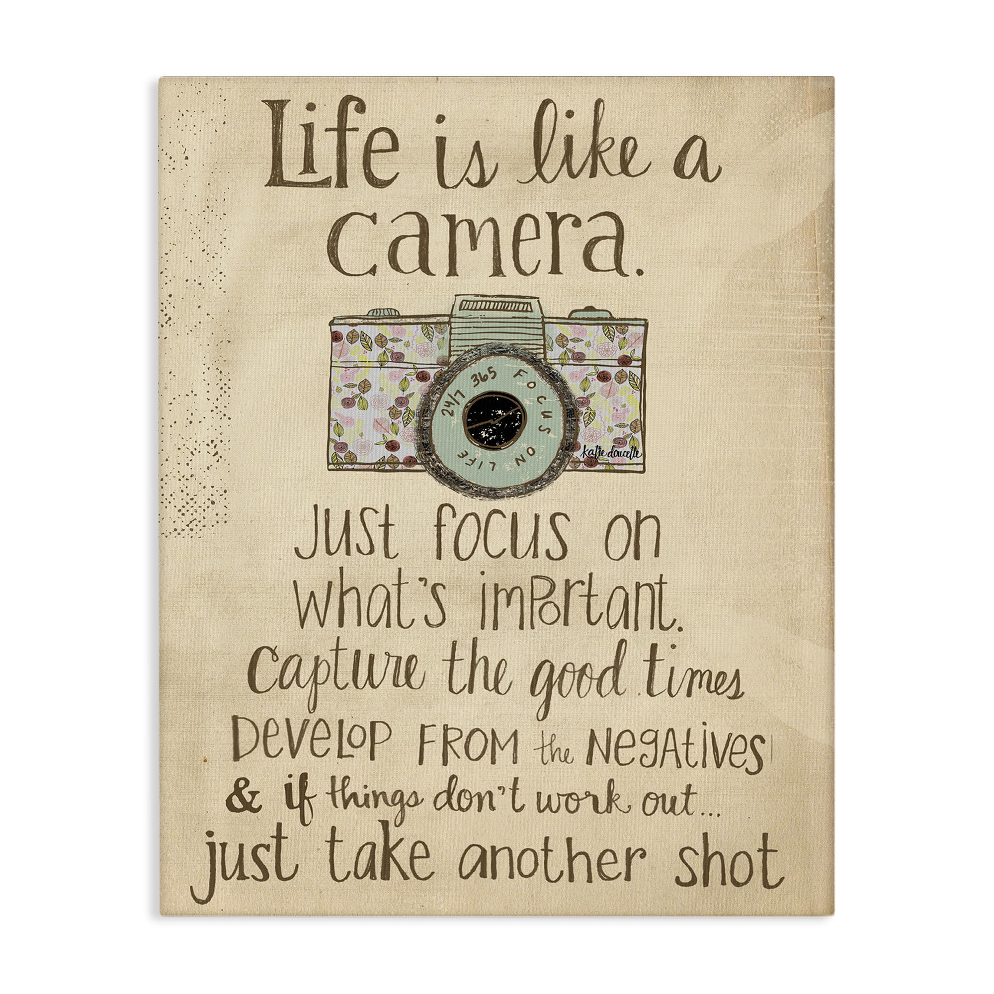 Stupell Industries Life Is Like A Camera Inspirational, Design By Katie Doucette Wall Art, 36 X 48, Brown