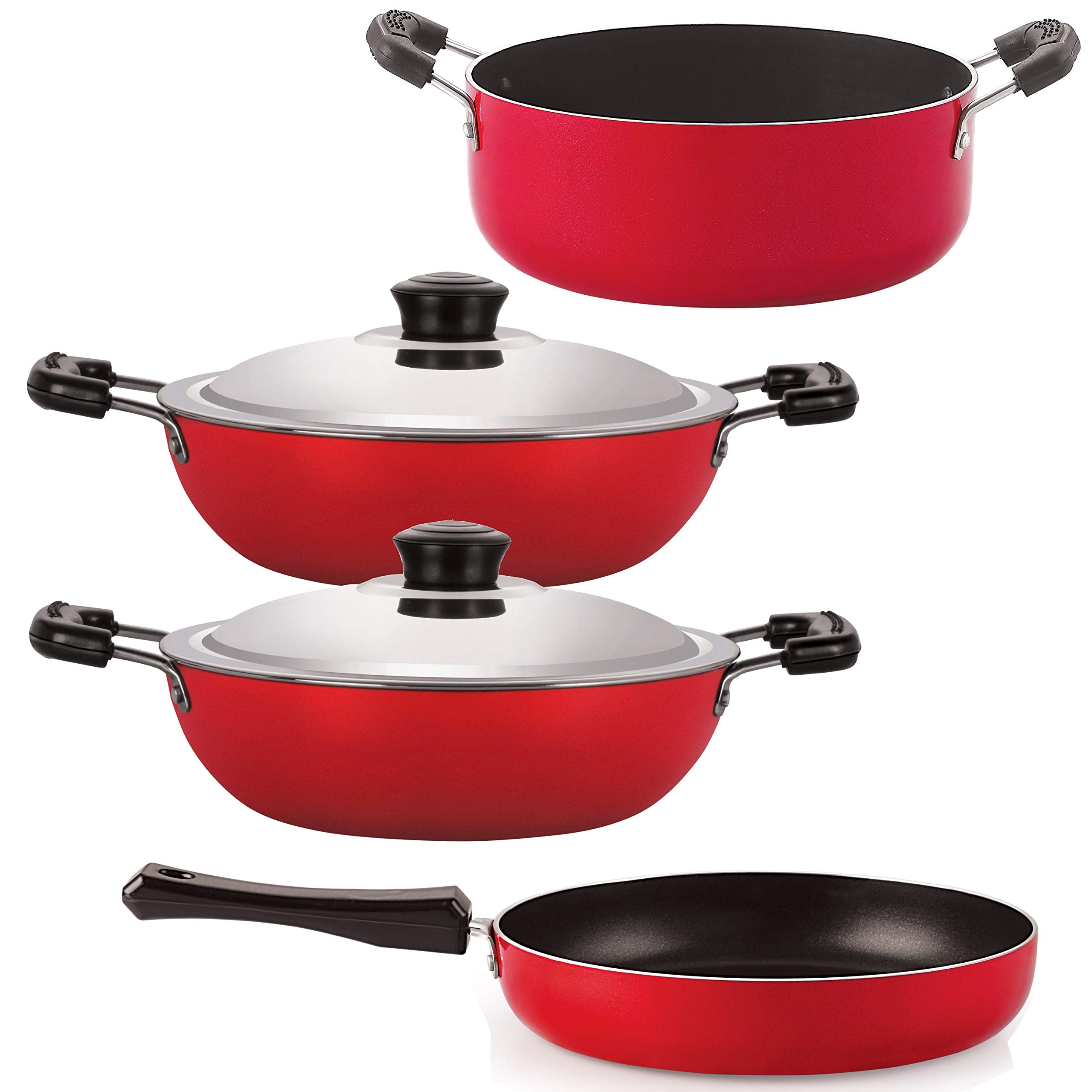 Nirlon NonStick Aluminium 4 Piece NonInduction Cookware Combo Set