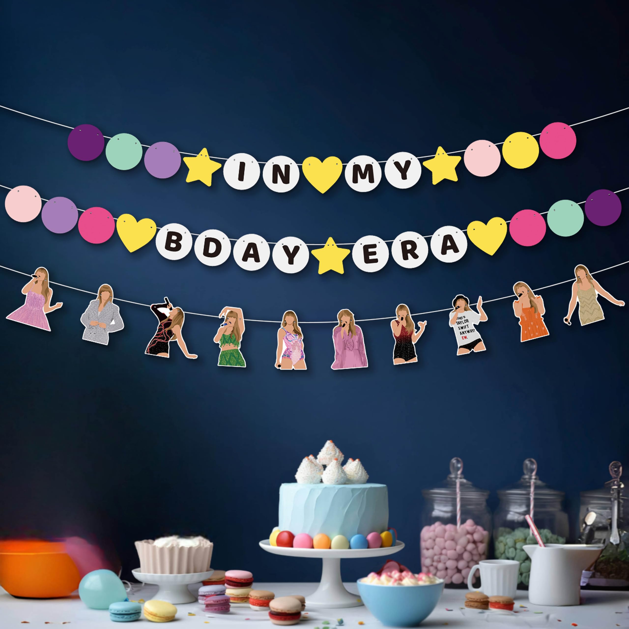 Pre-strung In My Birthday Era Banner Friendship Bracelet Garland for Singer Birthday Party Decorations Bday Photo Booth Backdrop