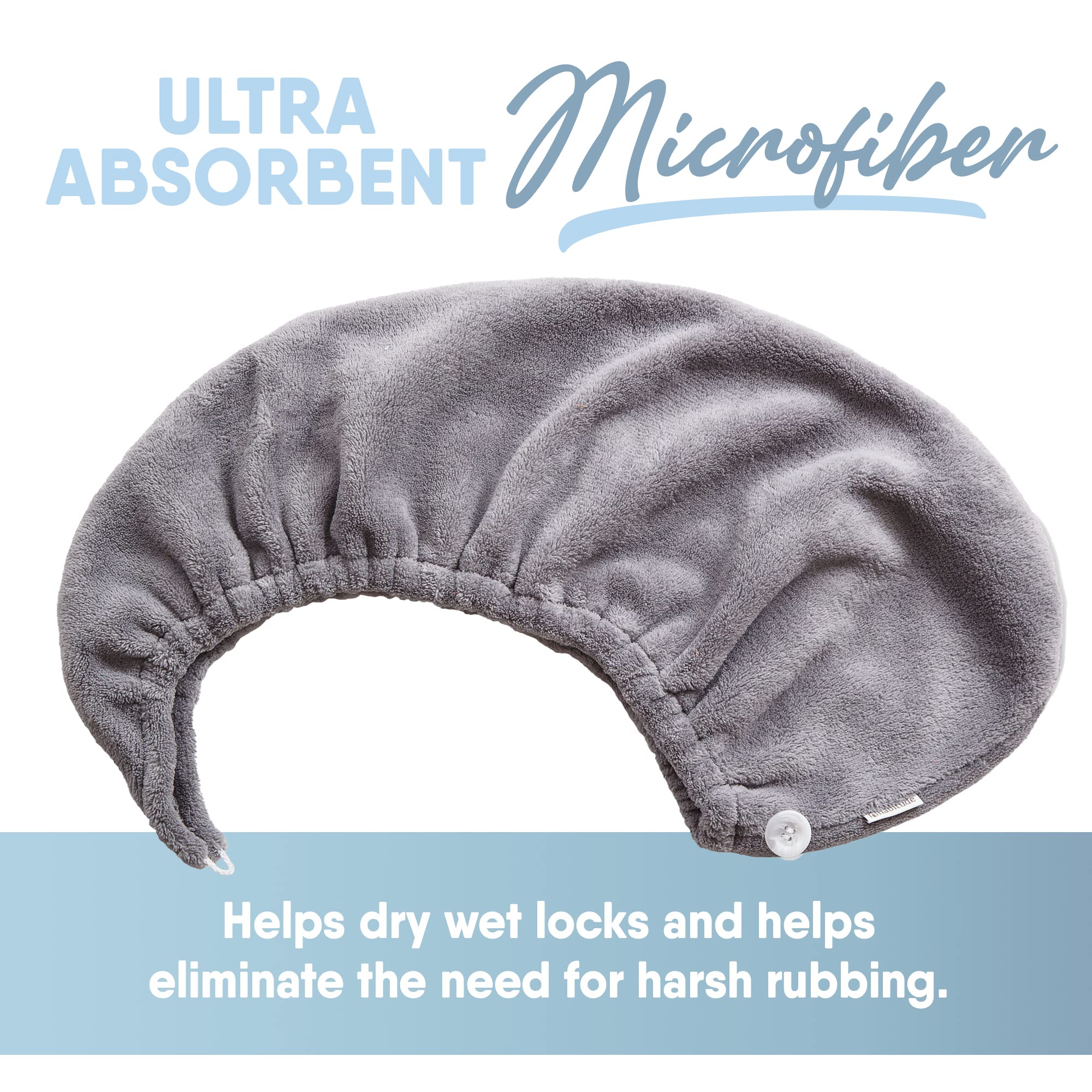 MICRODRY - Ultra-Absorbent Hair Towel Wrap for Long Hair or Short Hair, Quick-Drying Microfiber Hair Towels, Machine-Washable Ha