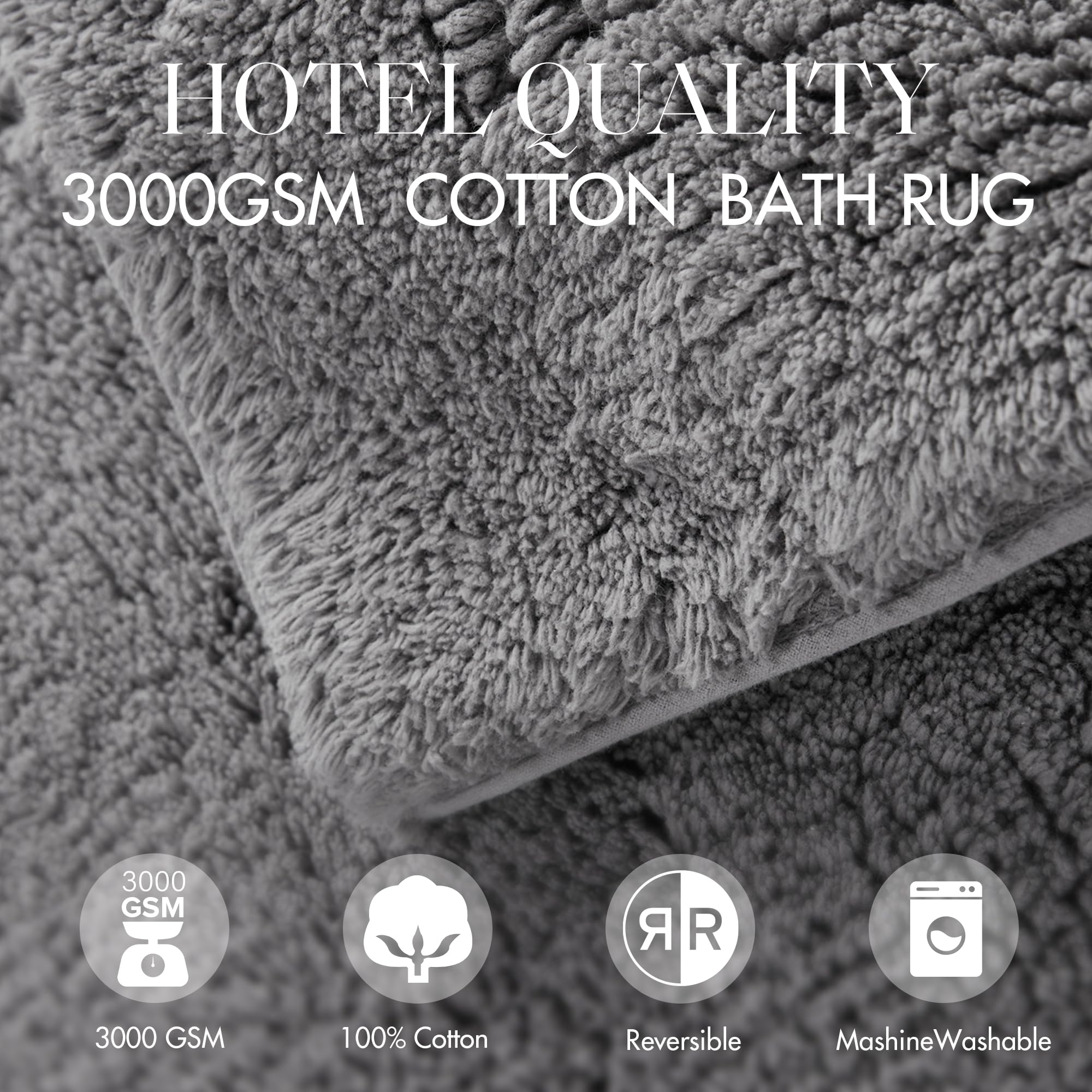 Madison Park Signature Splendor Reversible 100% Cotton Tufted Bathroom Rug-3000 Gsm Hotel Quality Luxurious Plush High Pile Bath
