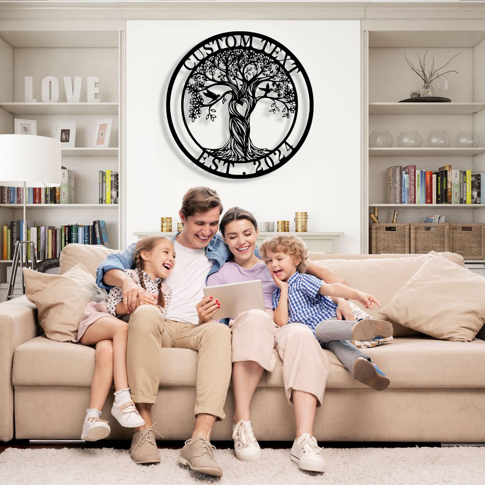 Personalized Tree of Life Metal Sign Wall Art Decor, Custom Wedding Gifts for Couples, Custom Family Name Sign, Christmas Valent