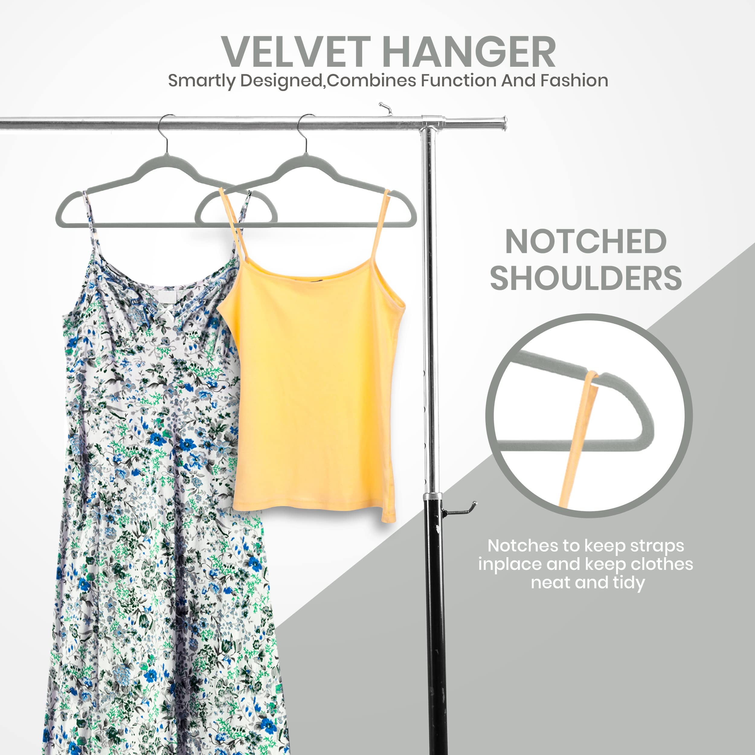 Utopia Home Premium Velvet Hangers 50 Pack Non-Slip Grey Heavy Duty Hangers with 360 Degree Rotatable Hook for Suit  Coat Clothes