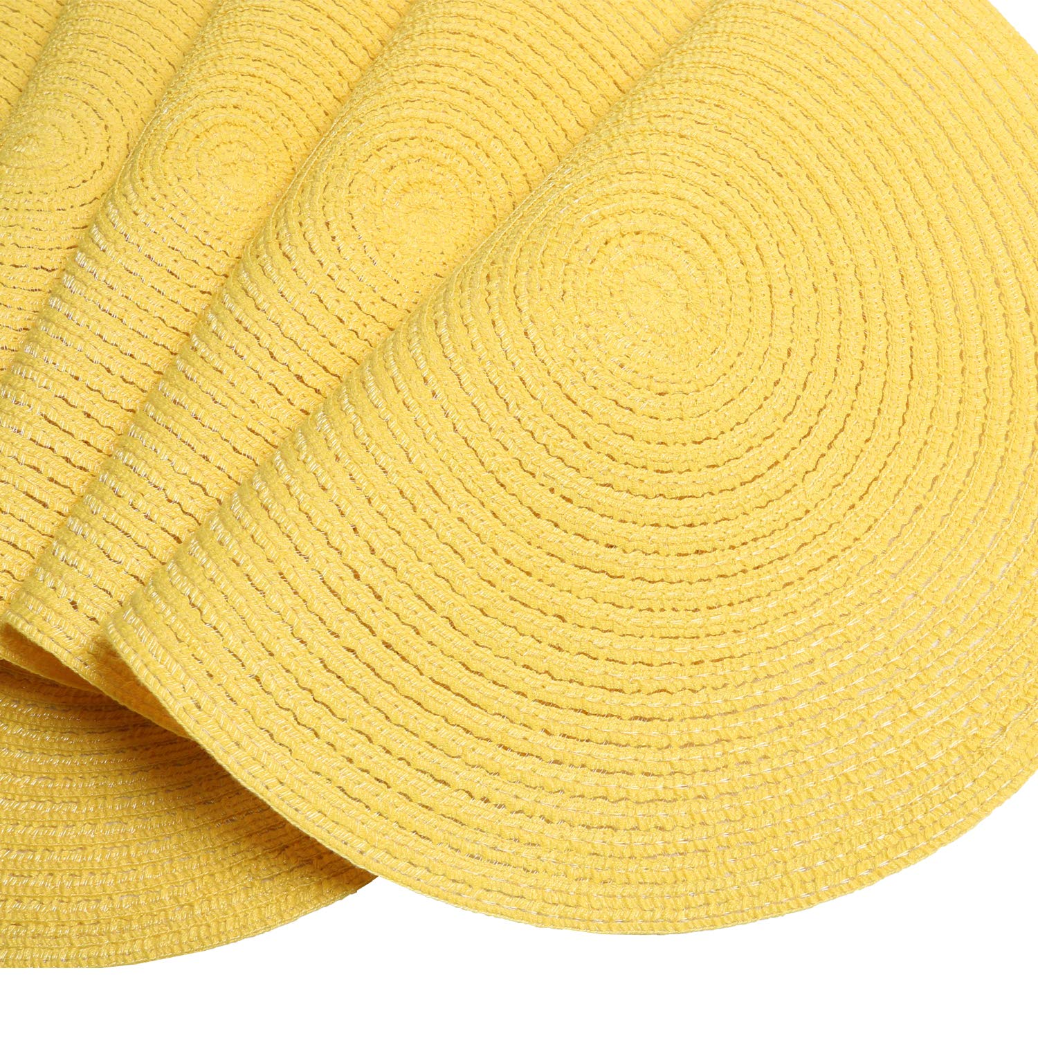 SHACOS Round Braided Placemats Set of 4 Washable Kitchen Table Place Mats Doilies Table Mats for Home Wedding Party Dining Table