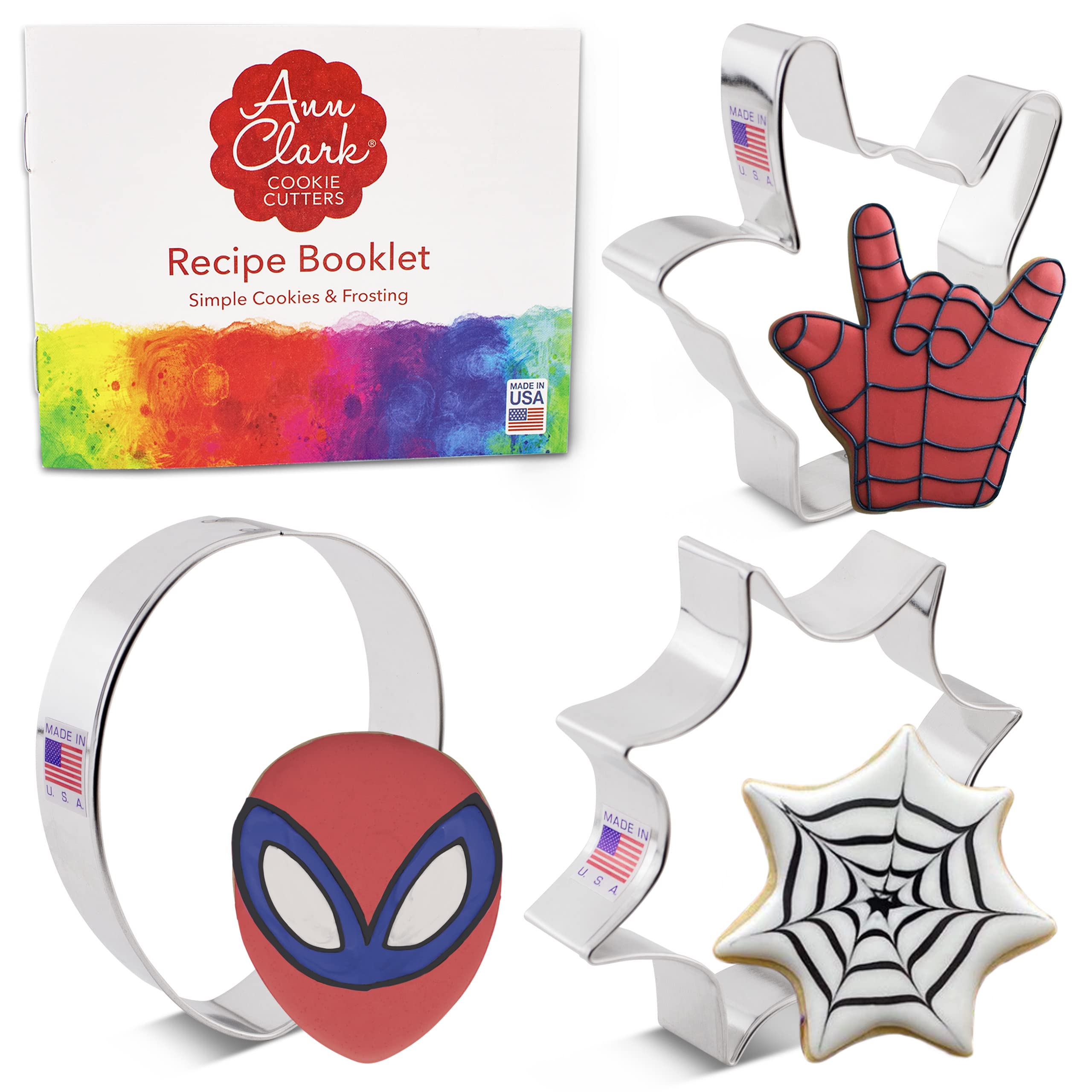 Ann Clark 3-Pc Superhero Set (Face Mask, Hand, Spider Web) Made in the USA