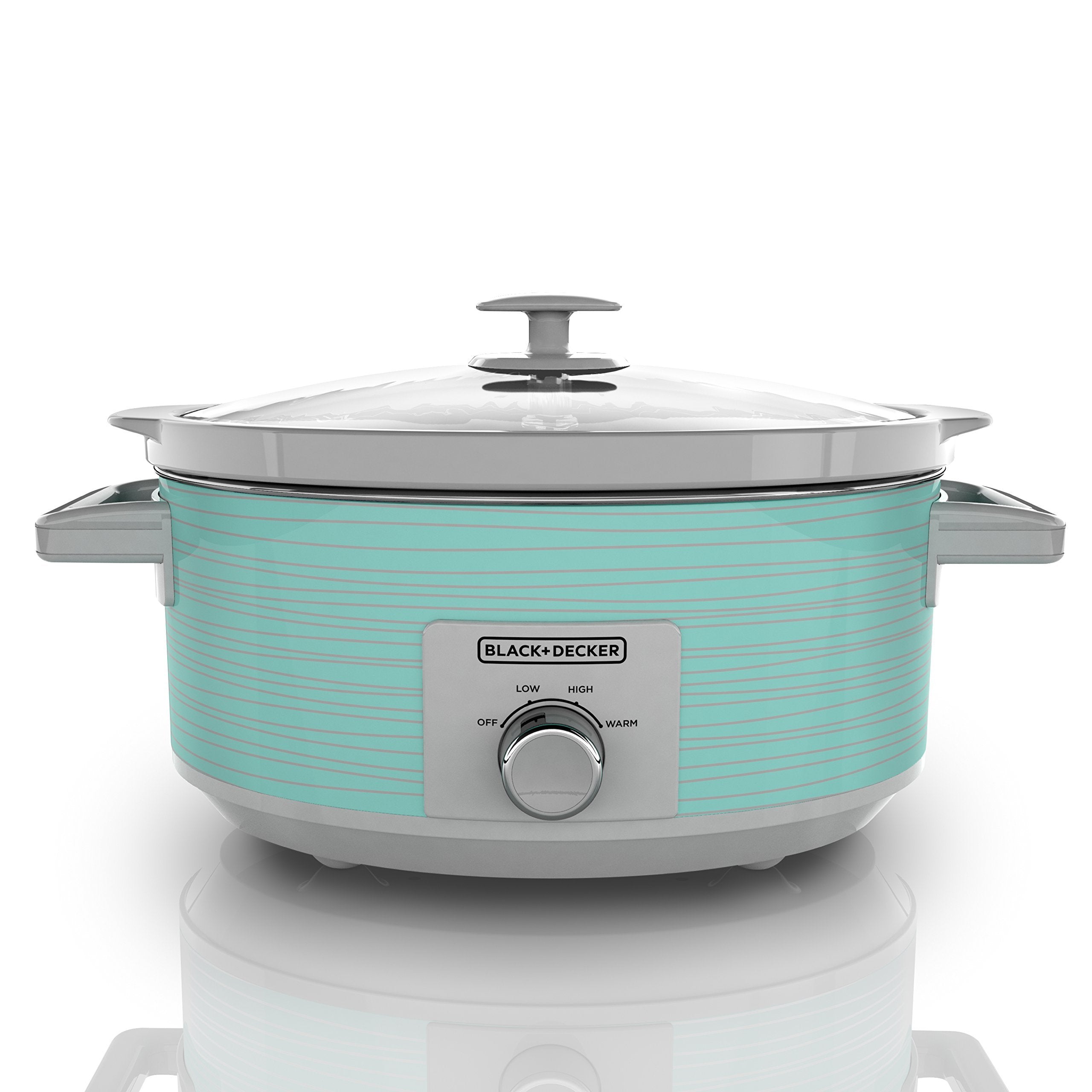 Black+Decker 7-Quart Slow Cooker, Sc2007D, Lid Holder, 3 Heat Settings, Extra Large Handles, Dishwasher Safe, Teal
