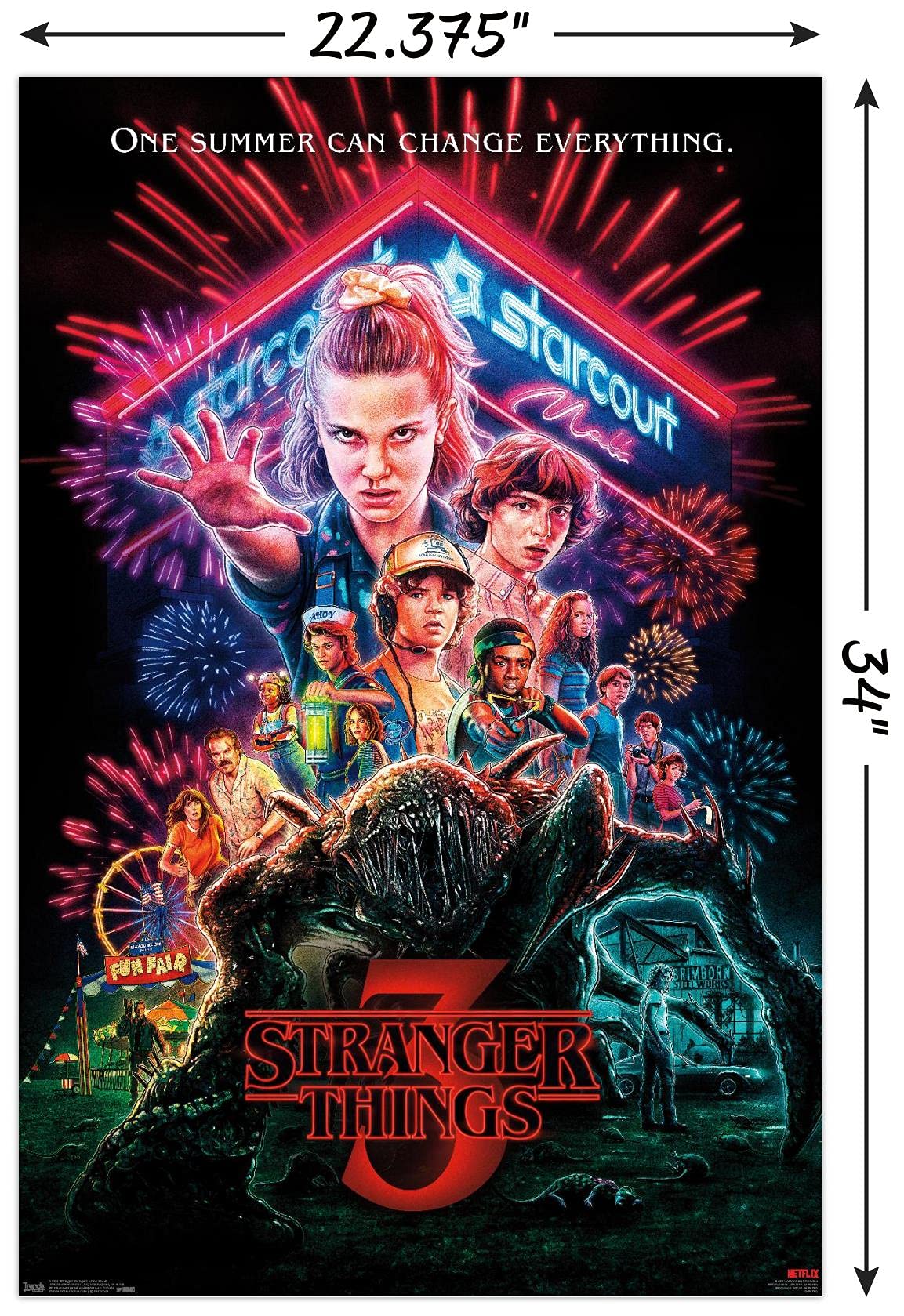 Trends International Netflix Stranger Things: Season 3 - One Sheet Wall Poster, 22.375'' X 34'', Unframed Version