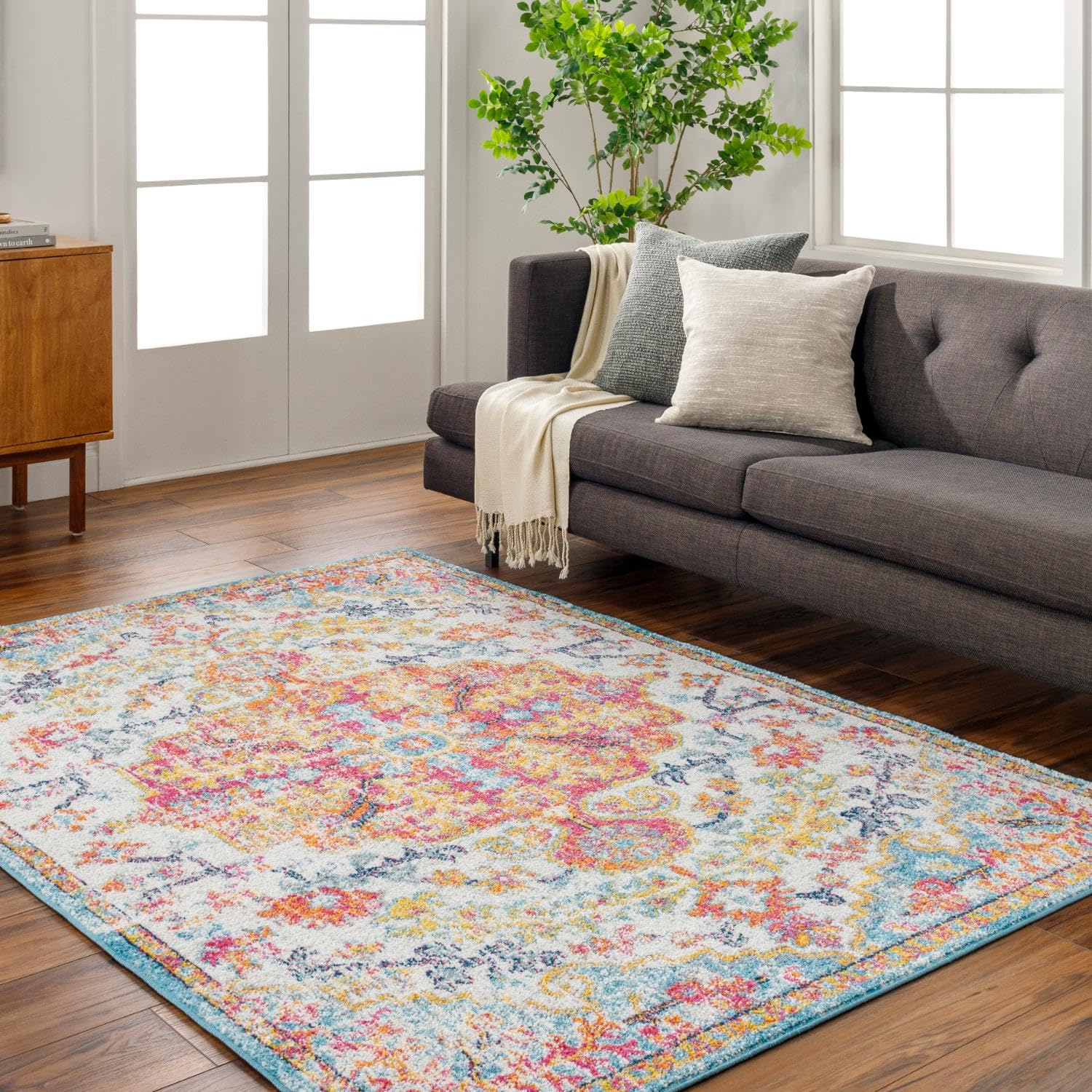 Livabliss Odelia Vintage Bohemian Area Rug,710 x 103,Orange/Aqua