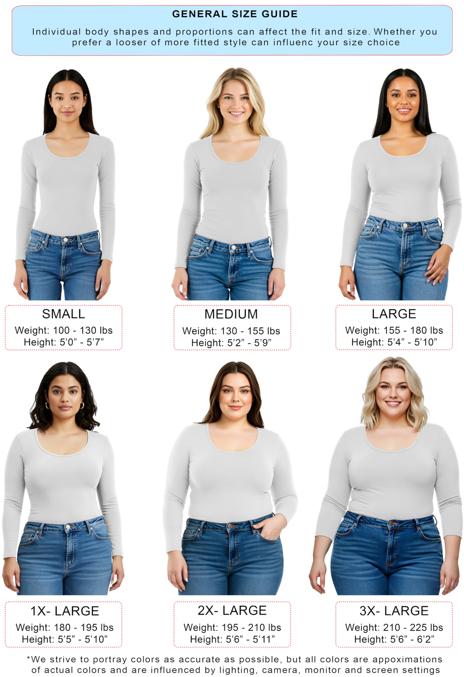 Emmalise Womens Junior And Plus Size Basic Scoop Neck Tshirt Long Sleeve Tee, Large, 3Pk Black, Olive, White