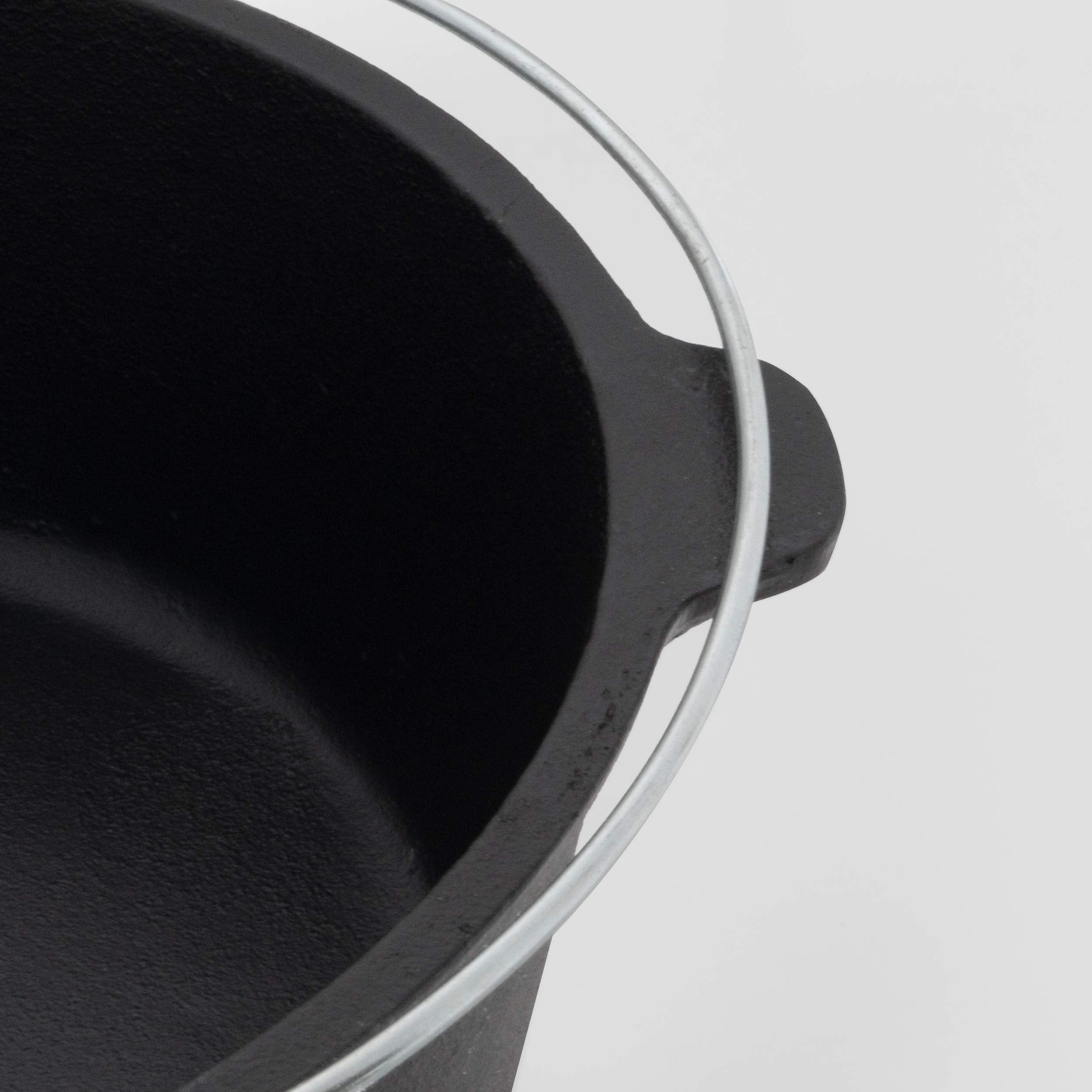 Excelsteel W/Handle & Leg Base, Oil Seasoned Cooking Pot Perfect For Outdoor Kitchen Camping Dutch Oven Camper 6 Qt Cast Iron, B