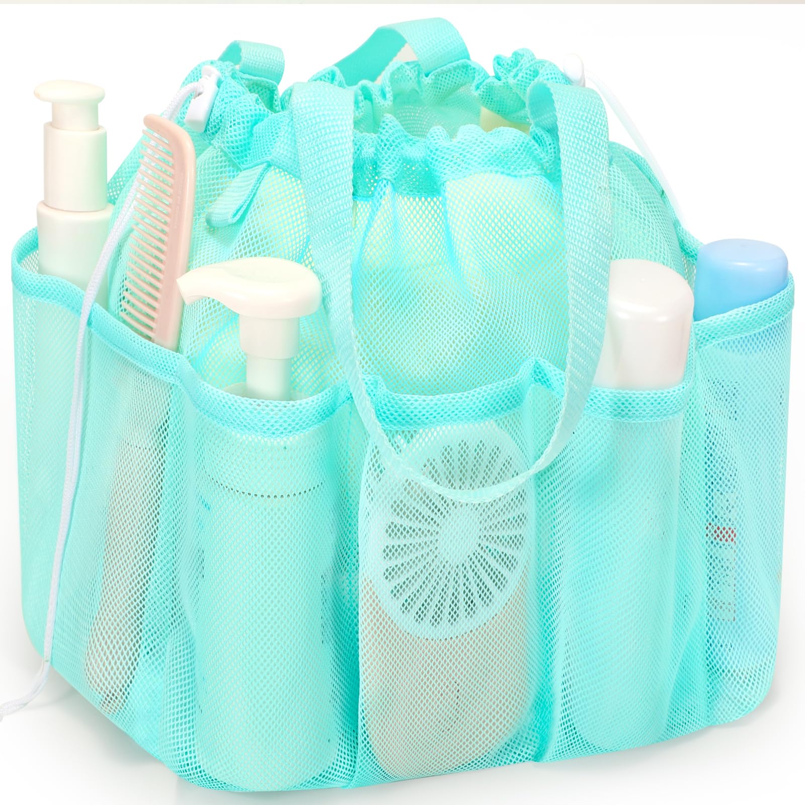 Famichan Mesh Shower Caddy Portable, Dorm Room Essentials For College Students Girls And Guys, Blue Large Capacity Shower Bag Fo
