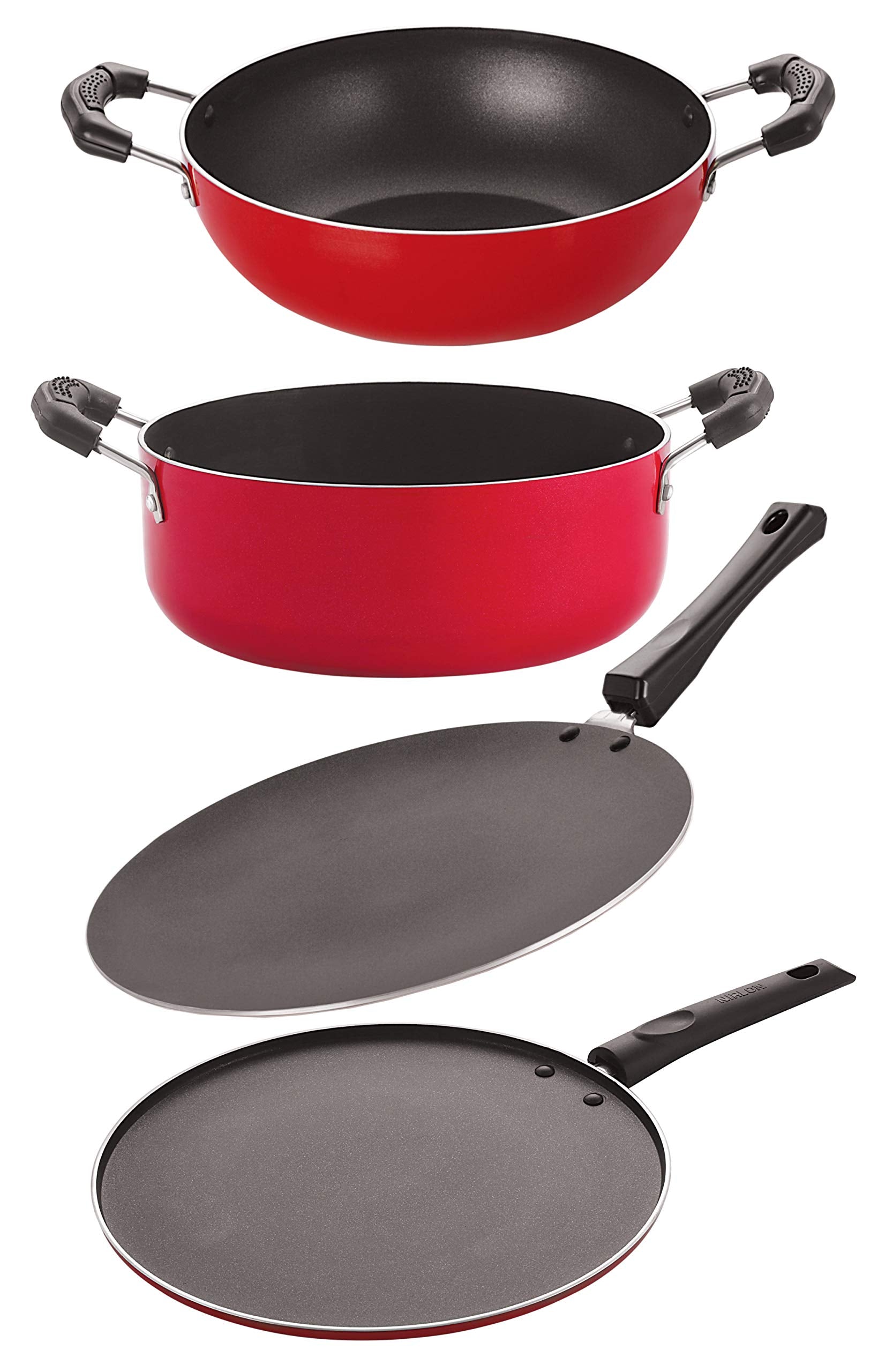 Nirlon NonStick Aluminium Pfoa Free NonToxic Durable Kitchenware Set, Ct12_Kd12_St12_Cs24