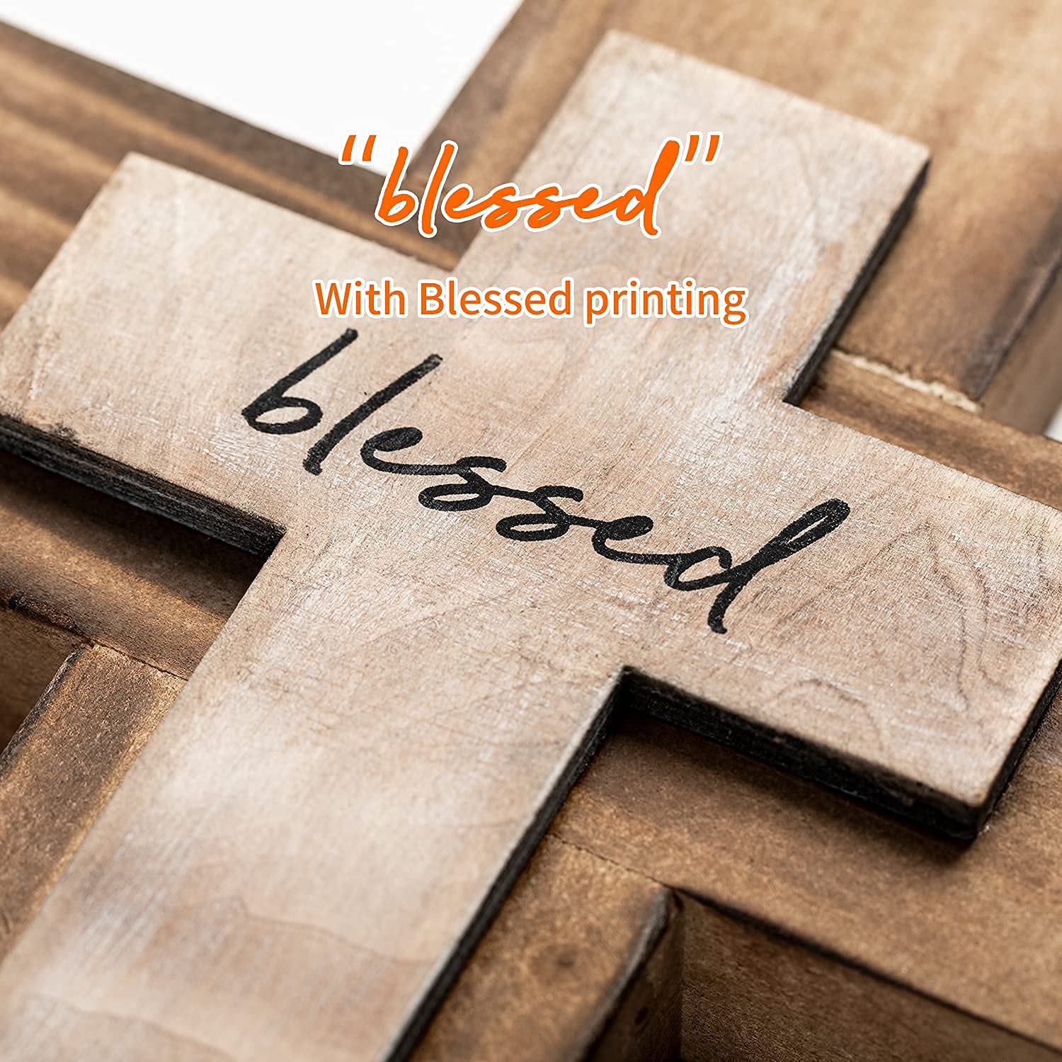 OKSQW Wall Wooden Christians Cross Spiritual Religious Cross Gifts With Hook on Hanging Wall Or Table With Blessed For Church Ho