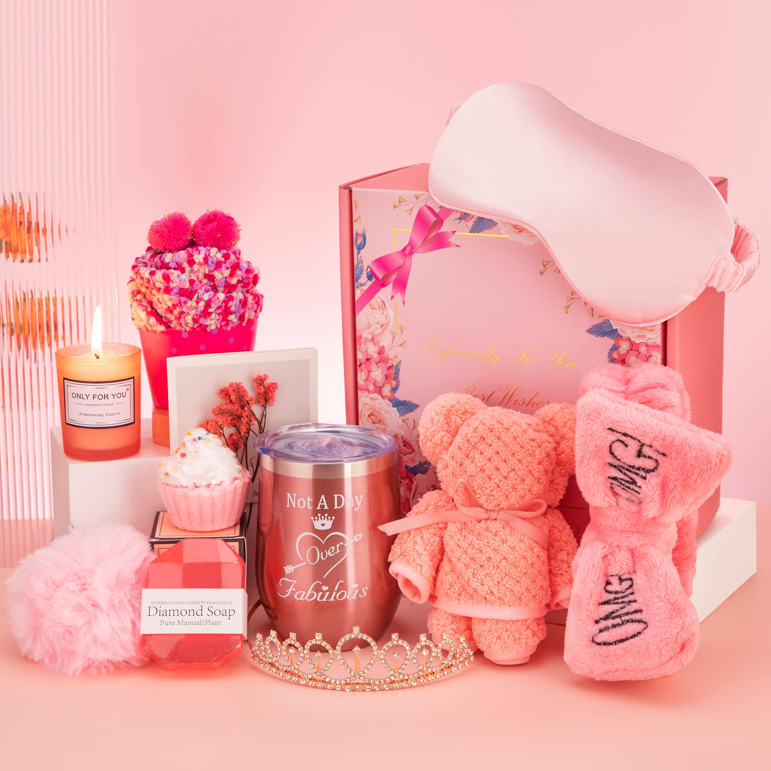 Birthday Gifts For Women,Happy Birthday Unique Female Gift Ideas For Girl Best Friend Gift Pink Gift Box Gift Basket For Women G