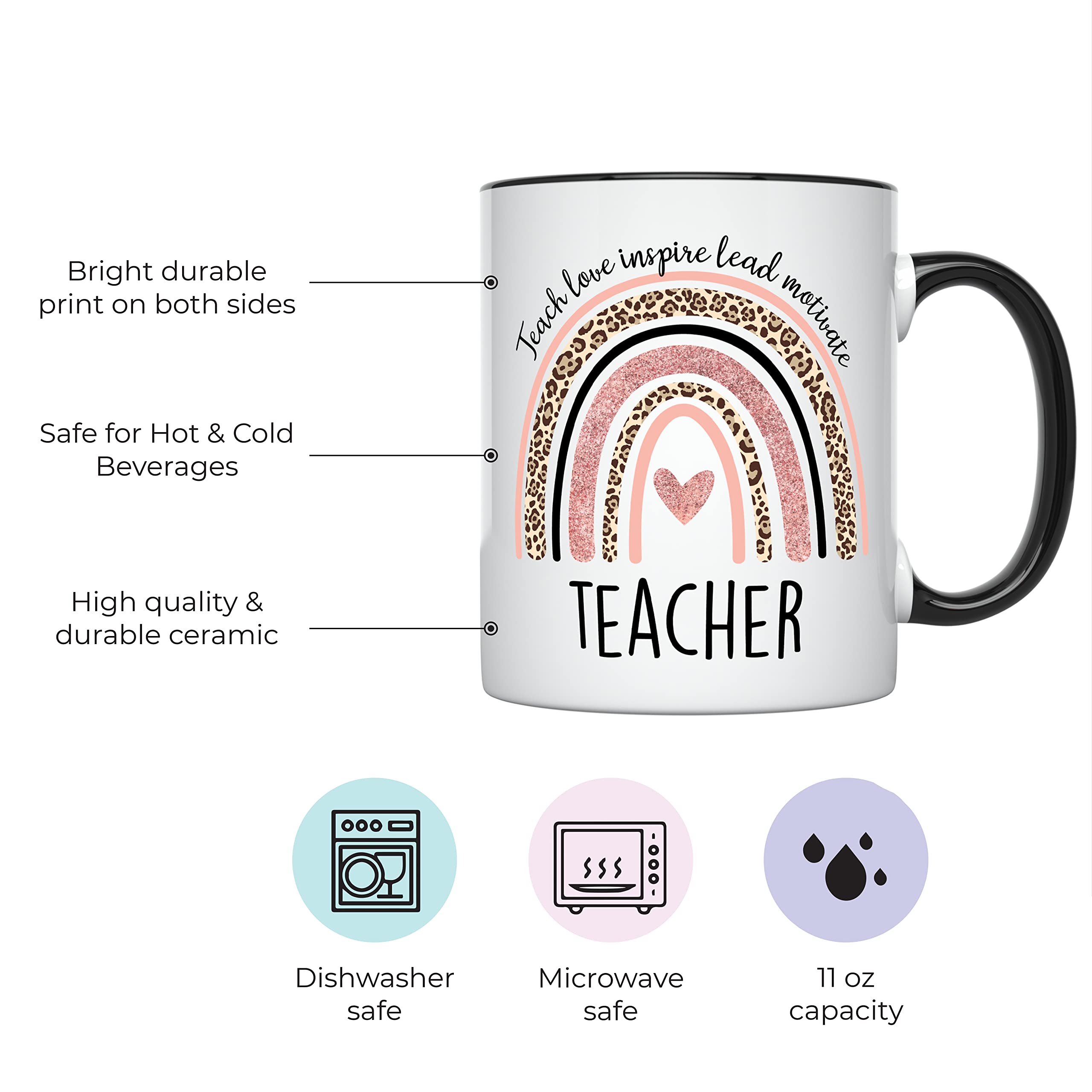 YouNique Designs Teachers Mug, 11 Ounces, Teacher Appreciation Cup, Virtual Teacher Coffee Mug, Best Teacher Mug for Women from