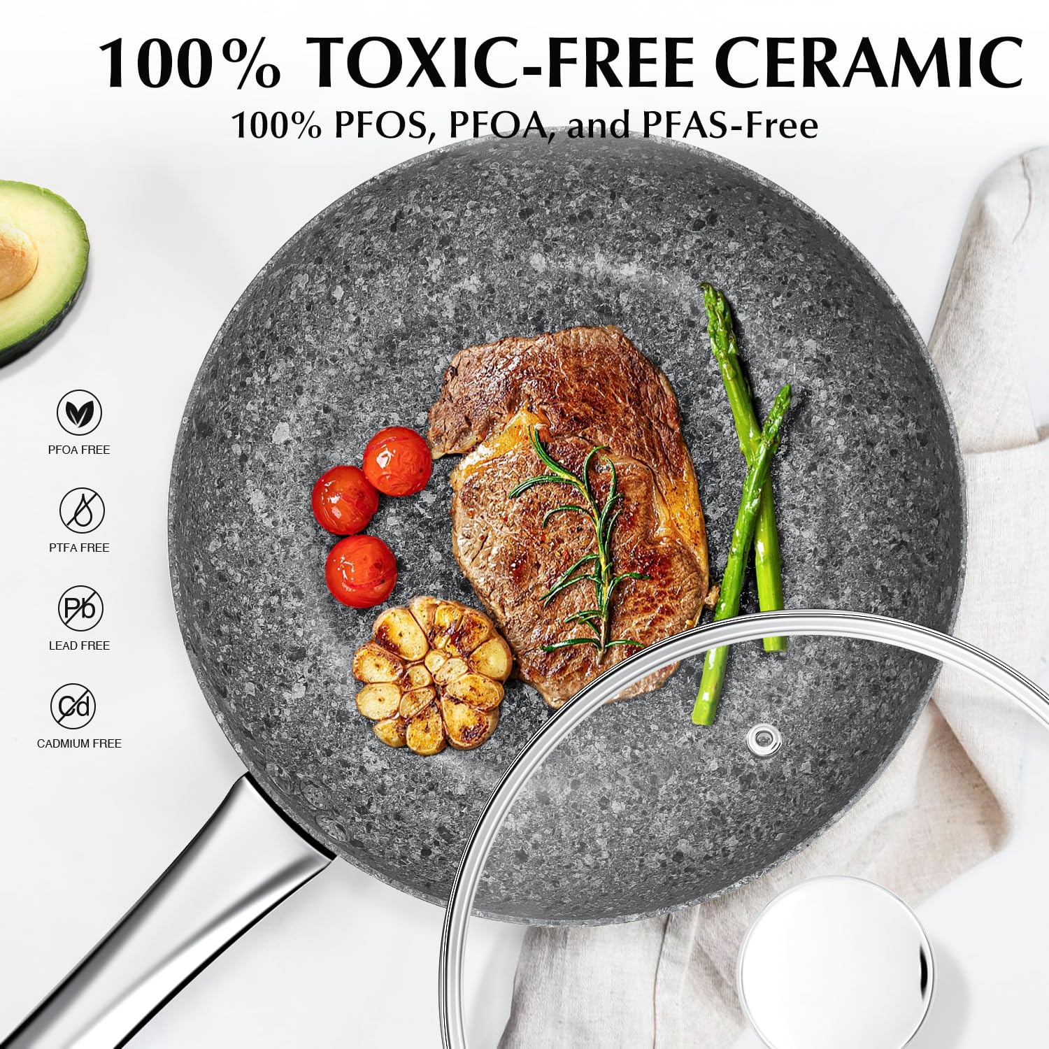 Koch Systeme Cs 8'' Small Frying Pan- Koch Systeme Cs 8'' Ultra Nonstick Frying Pan With Lid, Granite Skillet With Apeo & Pfoa-F