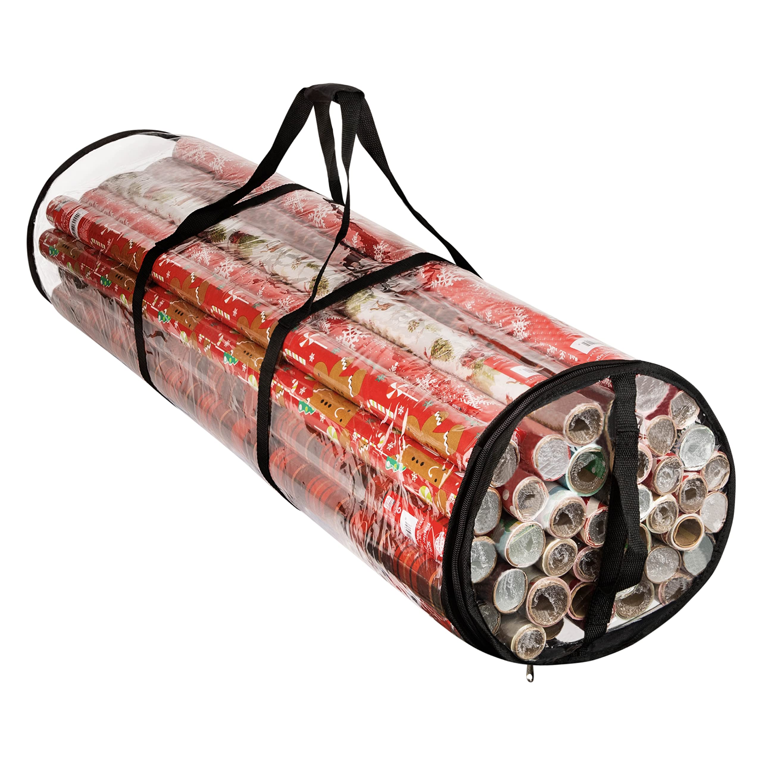 Handy Laundry Clear Wrapping Paper Storage Bag - Transparent Design, Dual Zipper And Two Handles For Easy Carrying. Store Up To