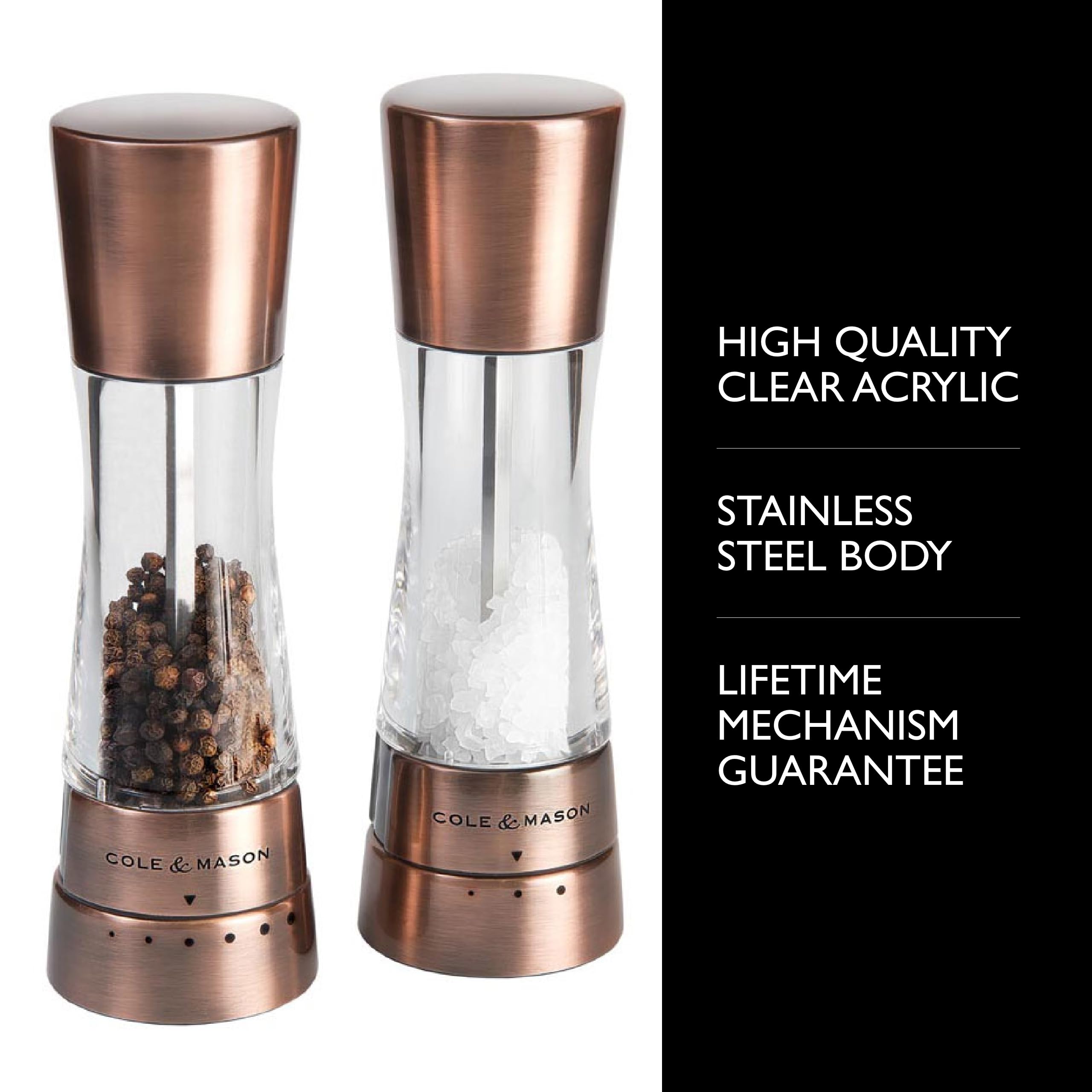 Cole & Mason Derwent Grinder Set - Precision Mechanisms And Sea Salt And Peppercorns Mills - Derwant Salt And Pepper, Copper