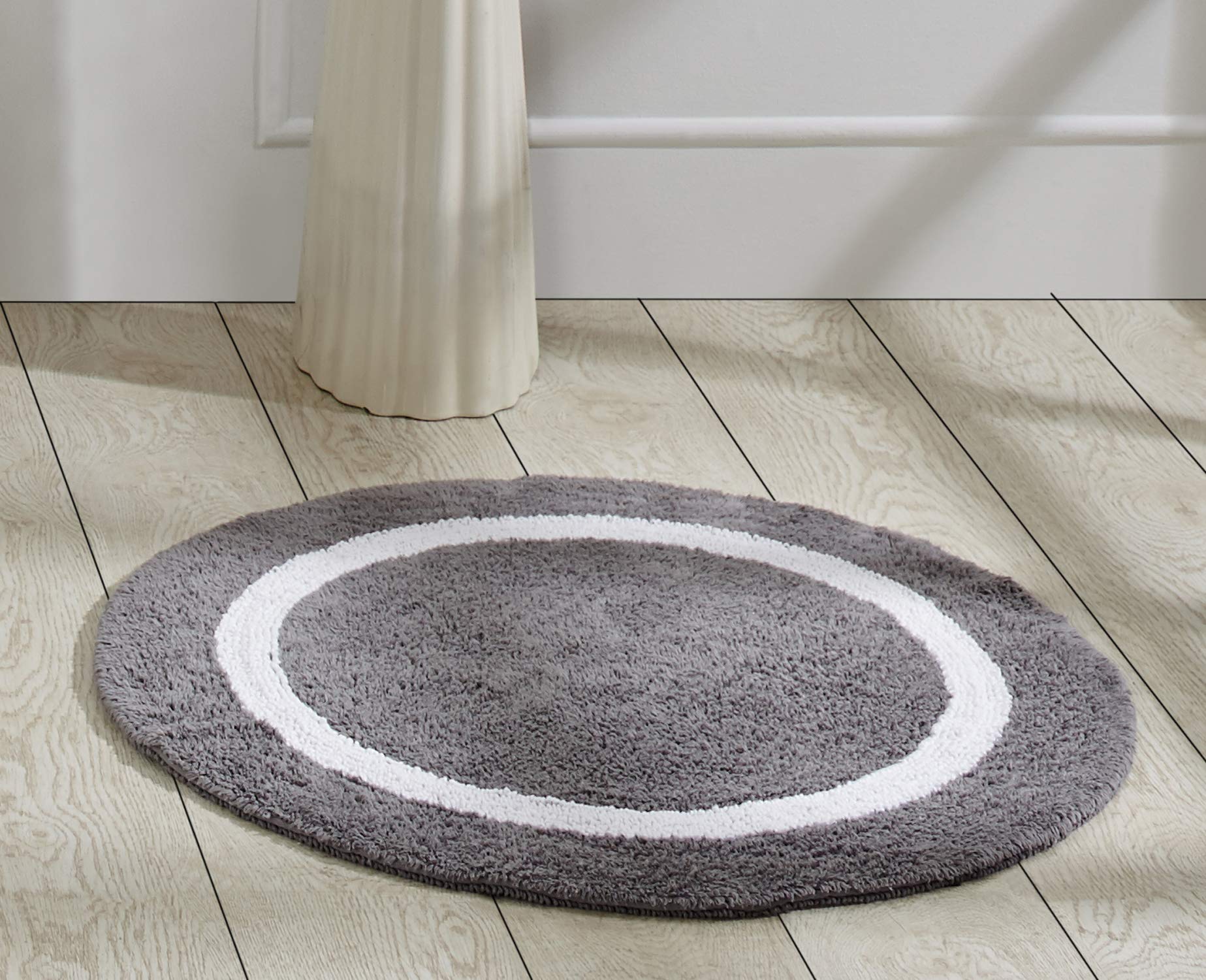 Better Trends 100% Cotton Hotel Collection Bath Mats, Gray & White Bath Mat - Tufted, Reversible Mat, Machine Washable, Quick-Dr