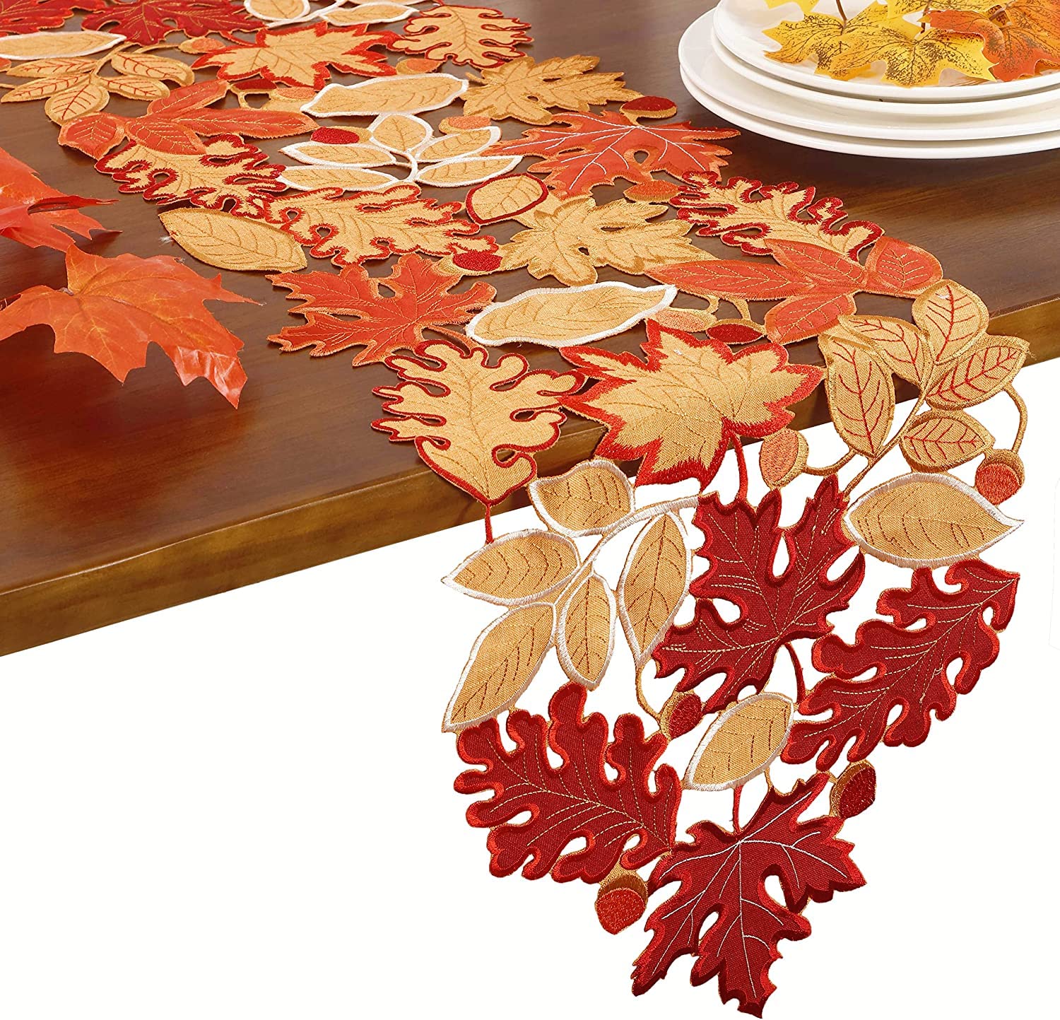 Granddeco Fall Thanksgiving Day Table Runner 13X45 Inches With Maple Leaves For Autumn Family Dinner Home Kitchen Decoration Chr