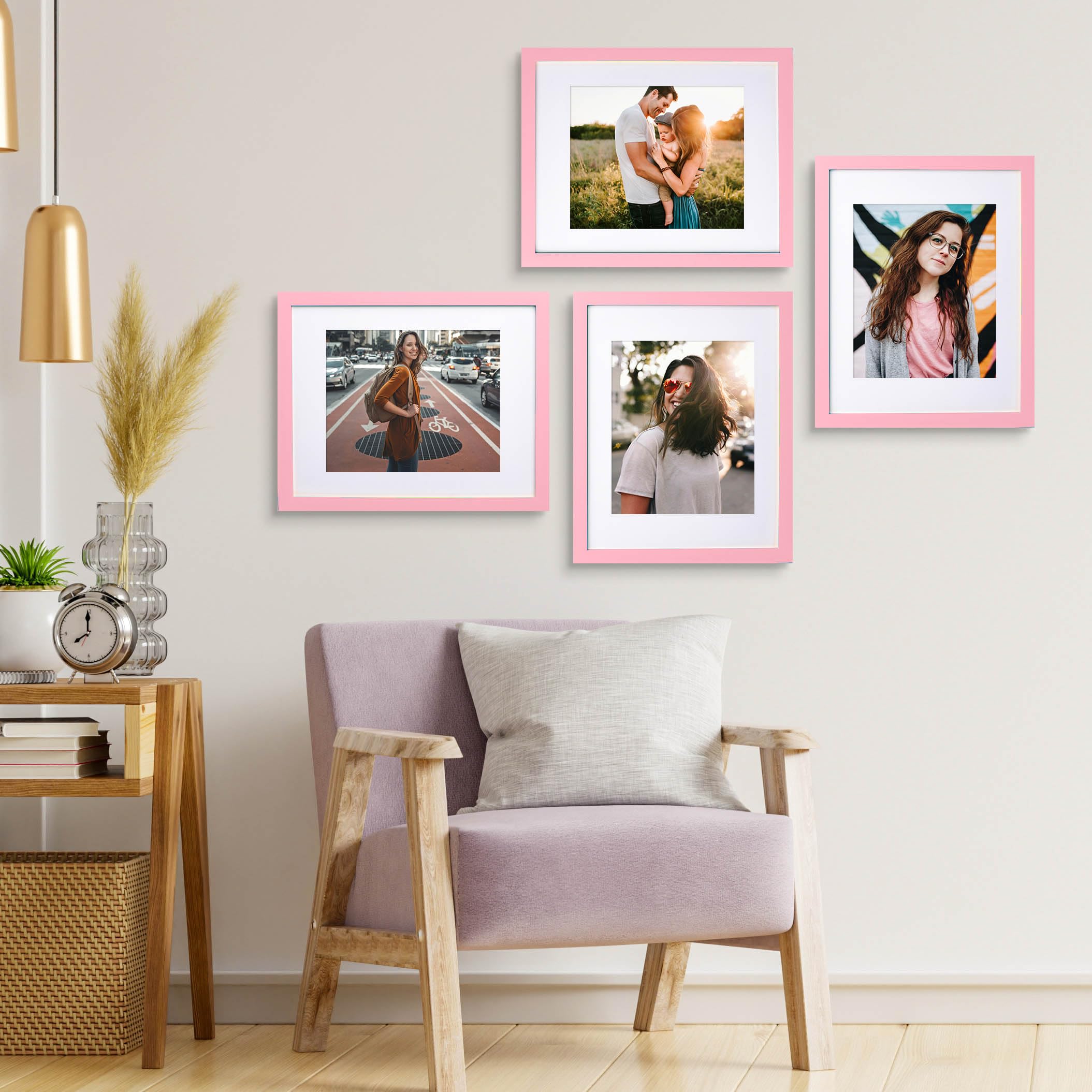 wyooxoo 12x16 Picture Frame Light pink Made of Solid Wood Photo Frames Display Pictures 11x14 with Mat or 12x16 Without Mat Colo