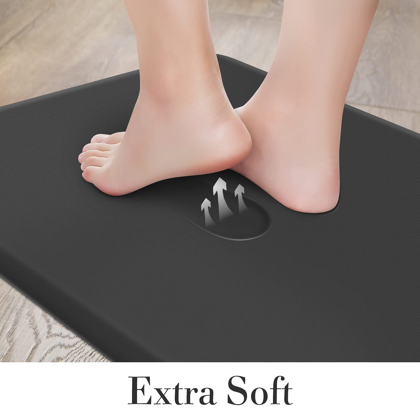 Happytrends 2 Pcs Kitchen Mat Cushioned Anti-Fatigue Floor Mat, Heavy Duty Ergonomic Comfort Foam Standing Mat, Waterproof Non-S